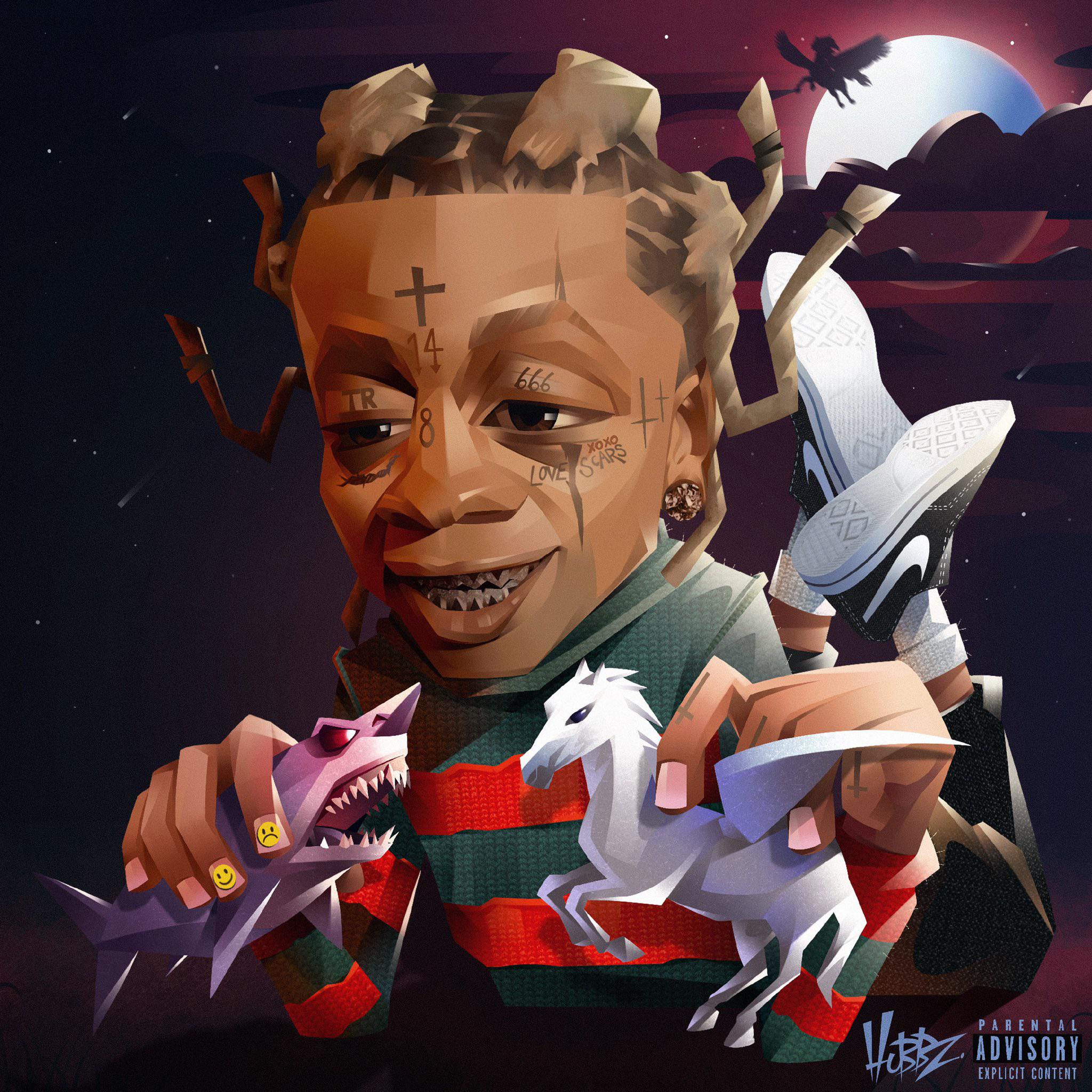 My concept for Trippie’s “Neon Shark” cover. Please spam trippieredd