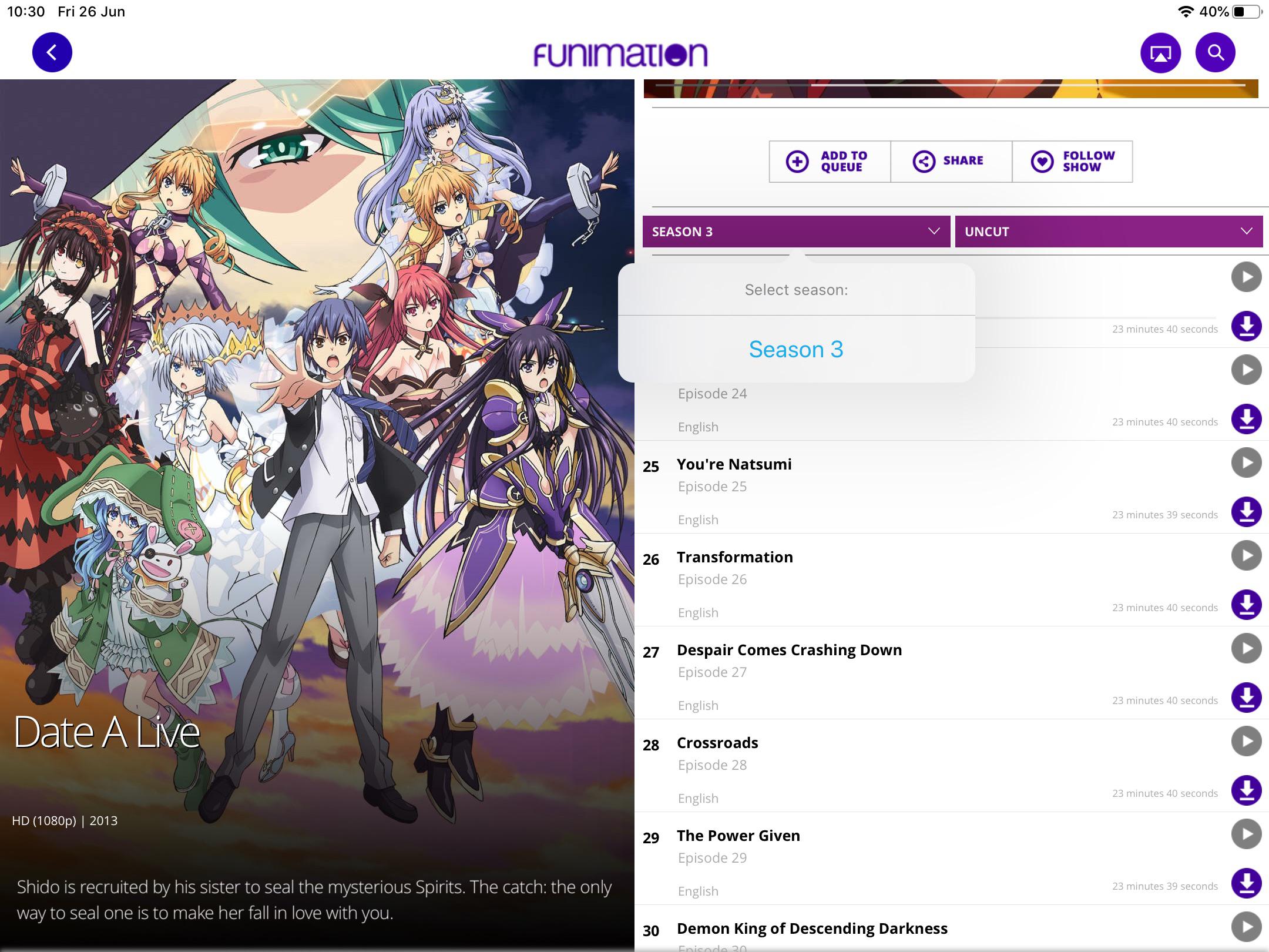 I’m not sure if this is a bug or not but I can’t watch season 1 or 2