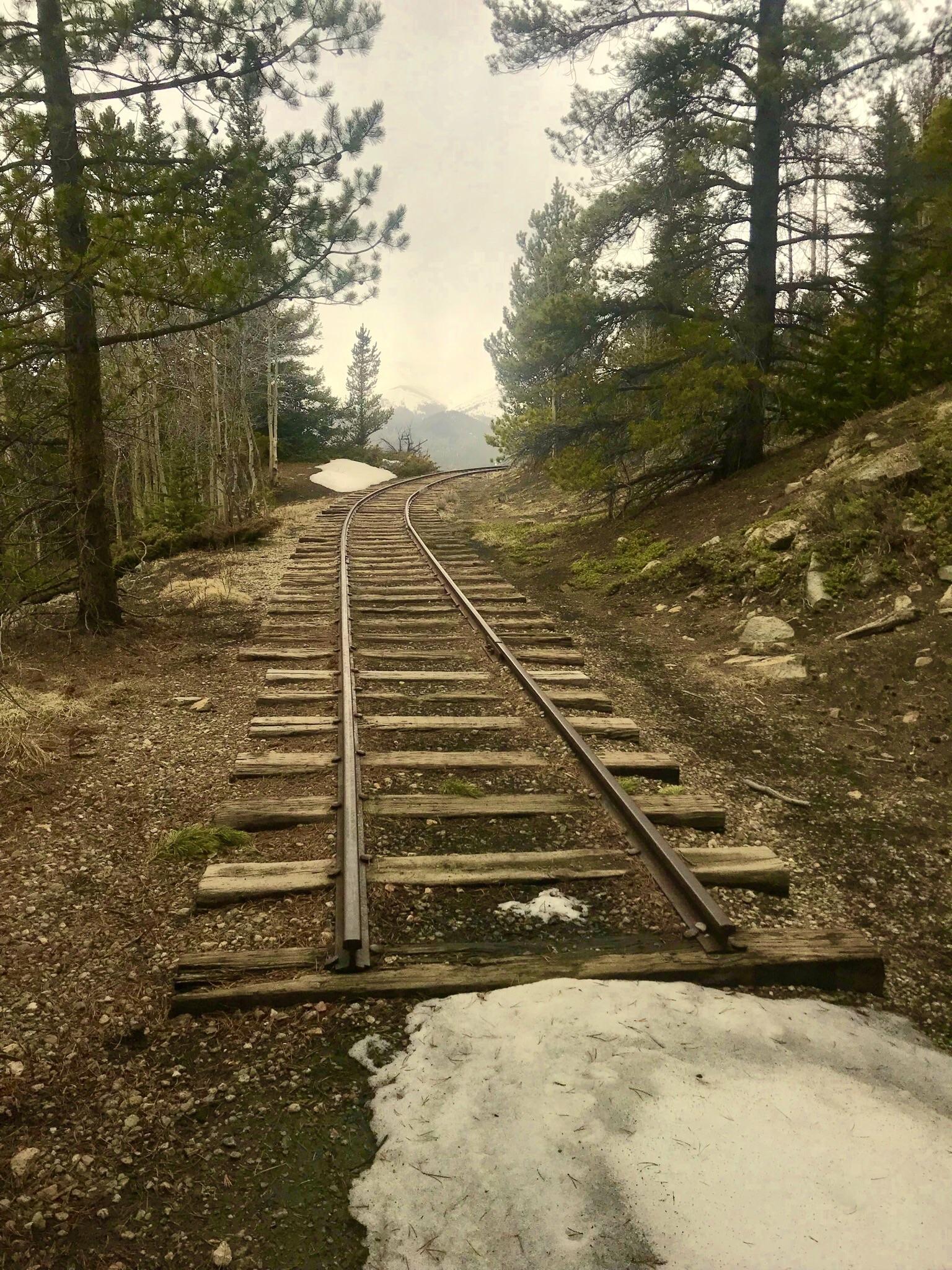 Leftover narrow gauge railroad tracks on Boreas Pass in Colorado laid