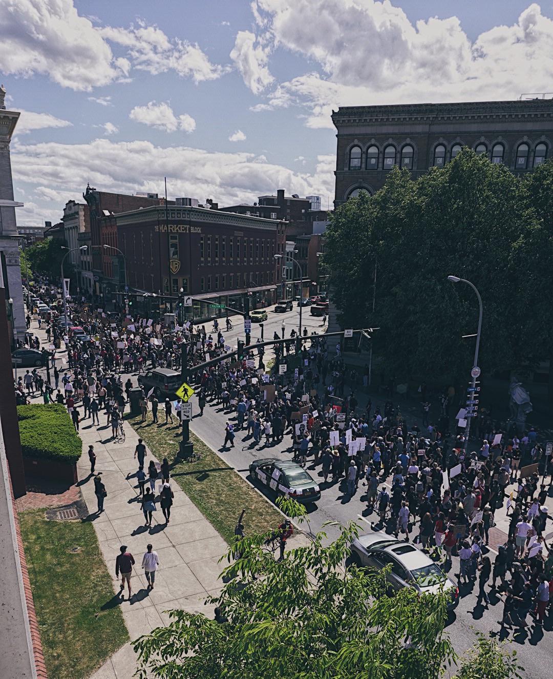 Troy protest today, estimated 11,000. Still going strong at 630pm. r