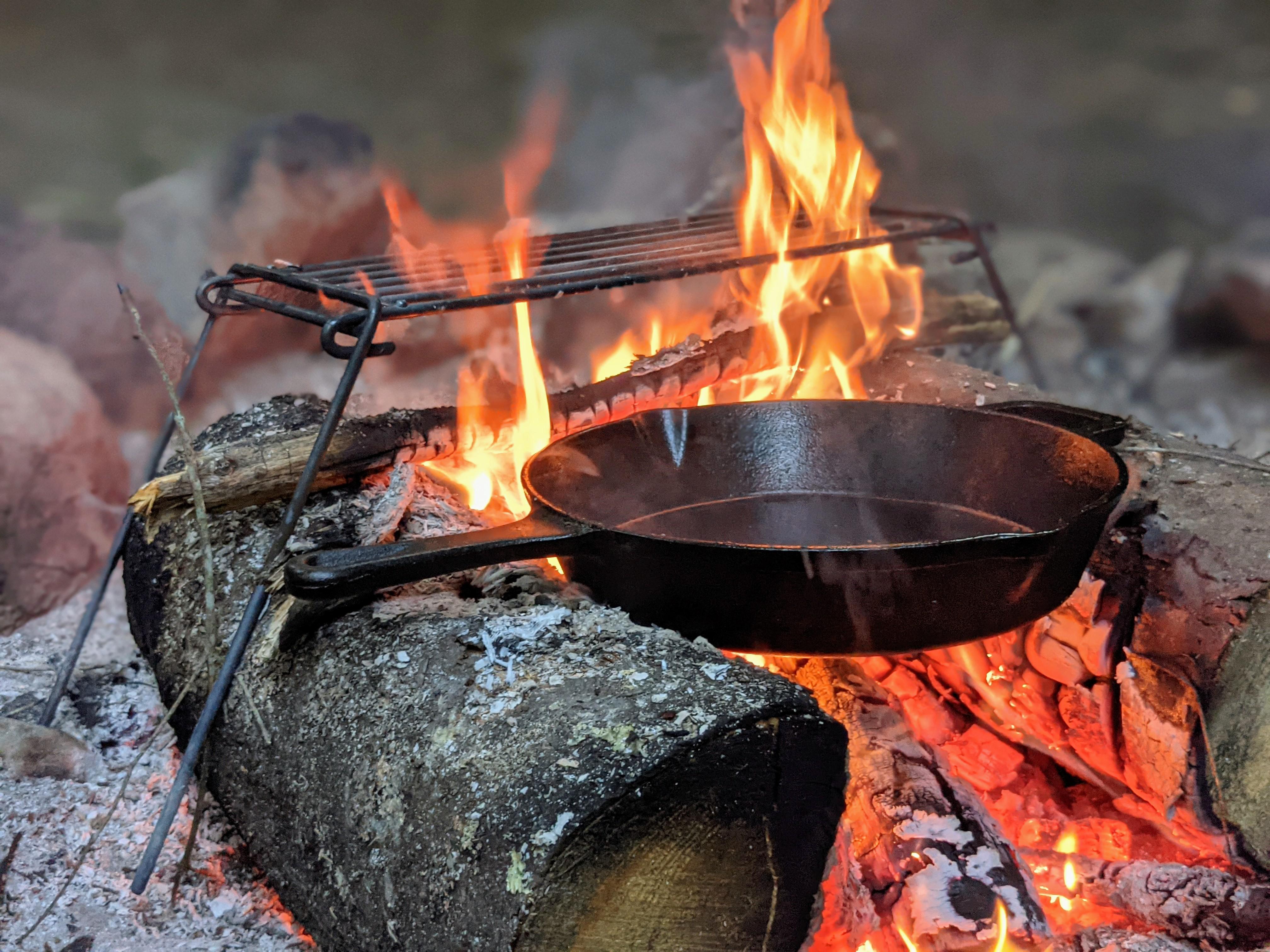 Took my new cast iron skillet & grate out to the Allegheny Forest for a