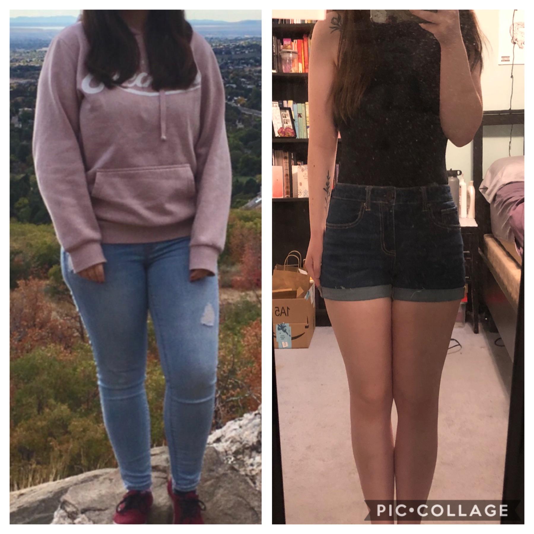 F/20/5’2 [155lbs > 124 lbs = 31lbs] (about 1 year) It’s crazy to see