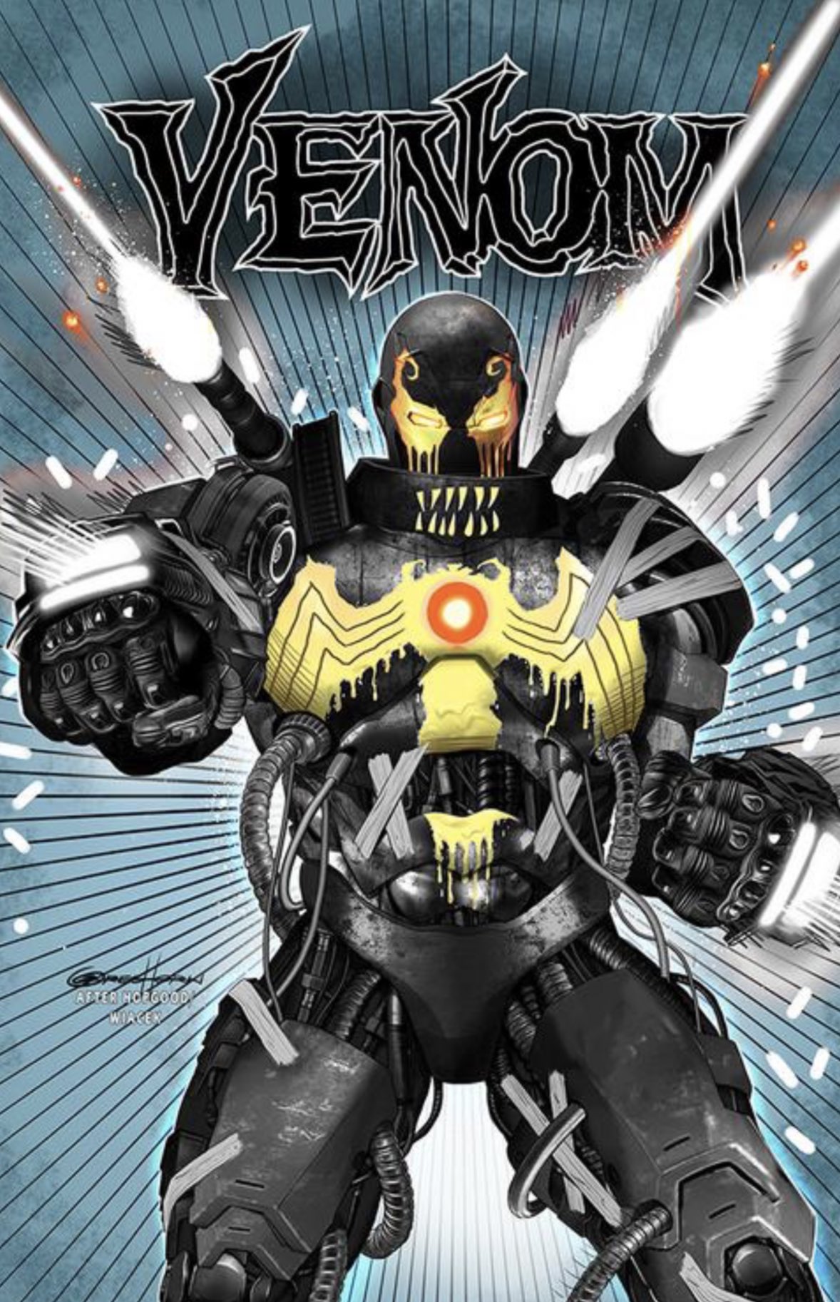 Venom 25 variant exclusive by Greg Horn, cover homage of Iron Man 282