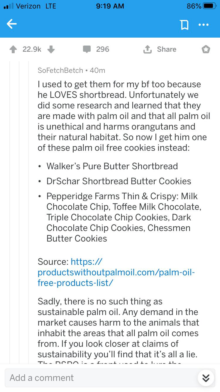 Palm oil is Cows milk is fine tho. r/vegancirclejerk