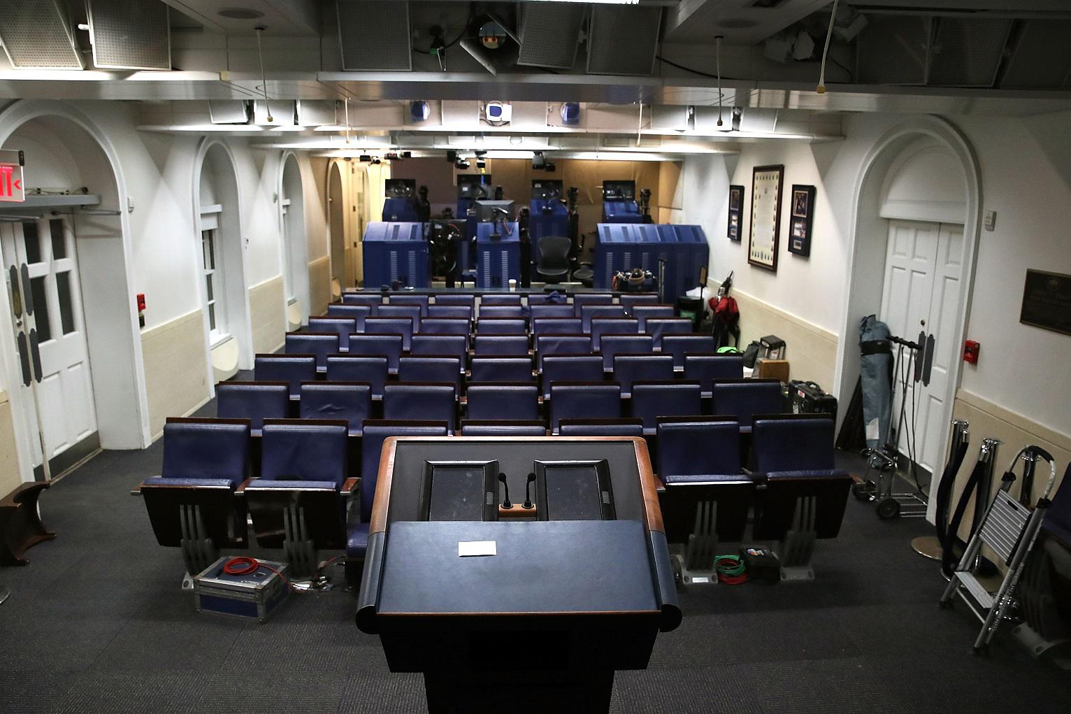 White House press room from the podium