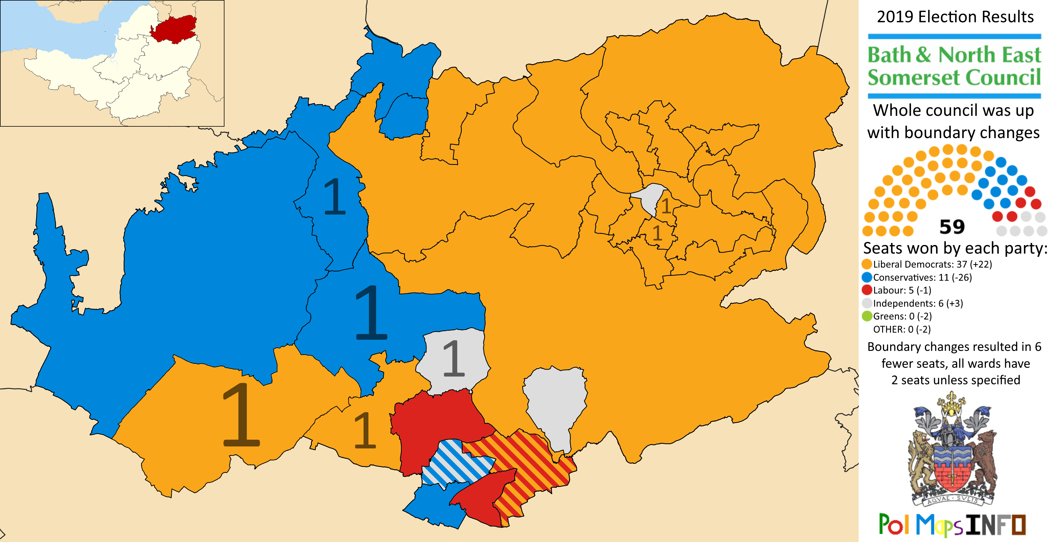 Bath and North East Somerset Council, South West. 2019 Election Results