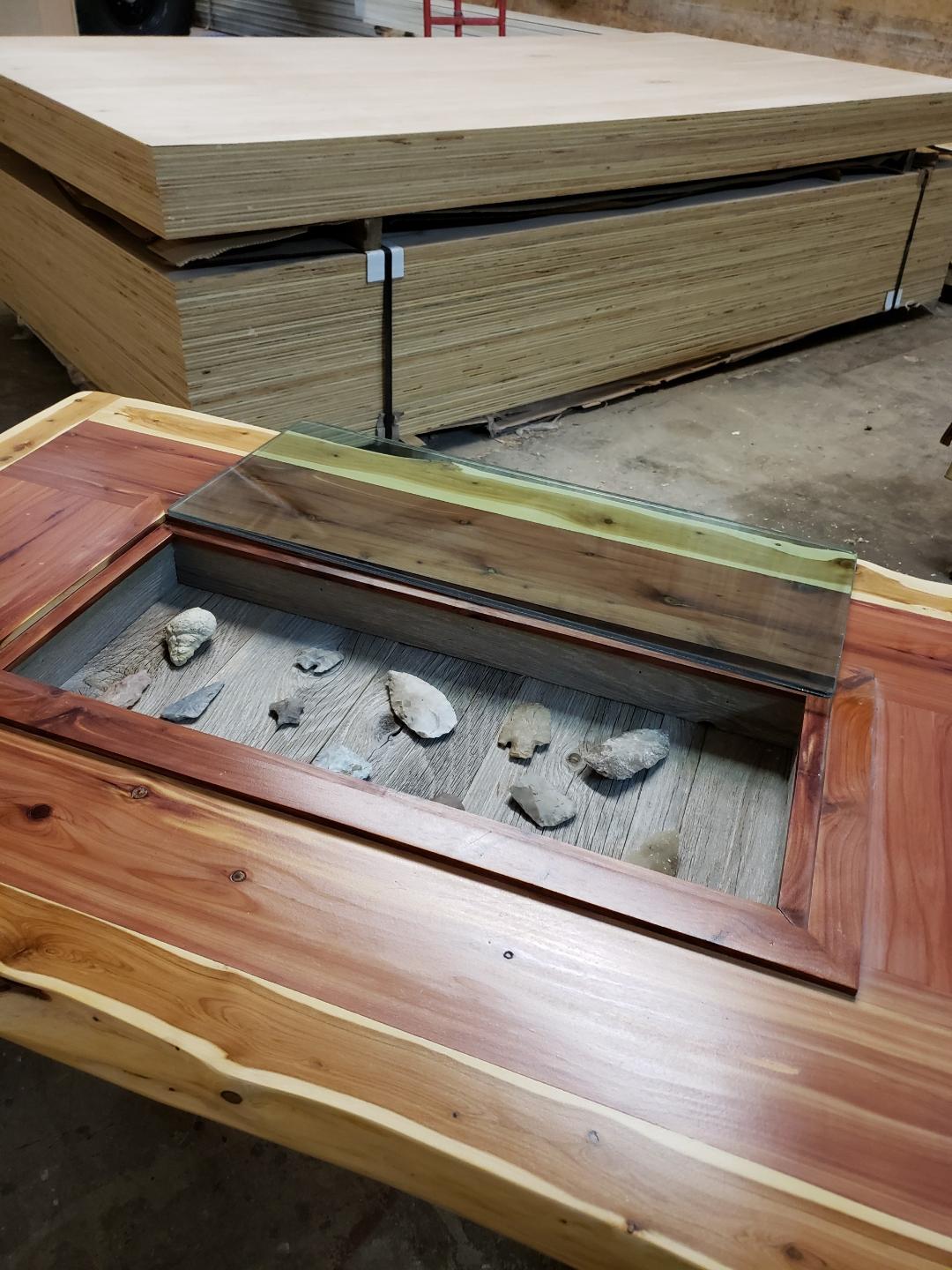 Aromatic cedar coffee table wrapped in Texas cedar(Ashe juniper) for