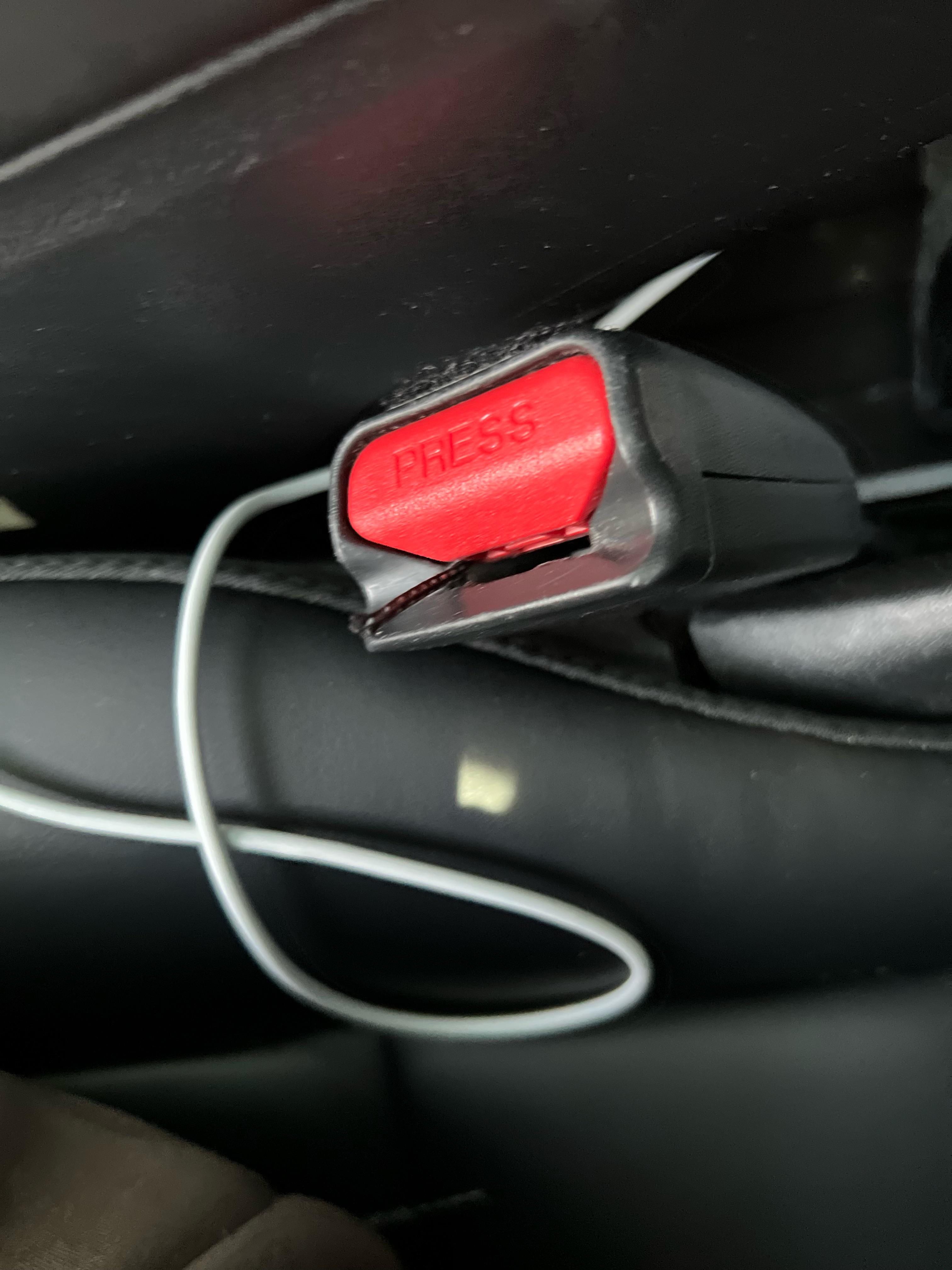 Zipper pull got stuck in seatbelt r/TeslaLounge