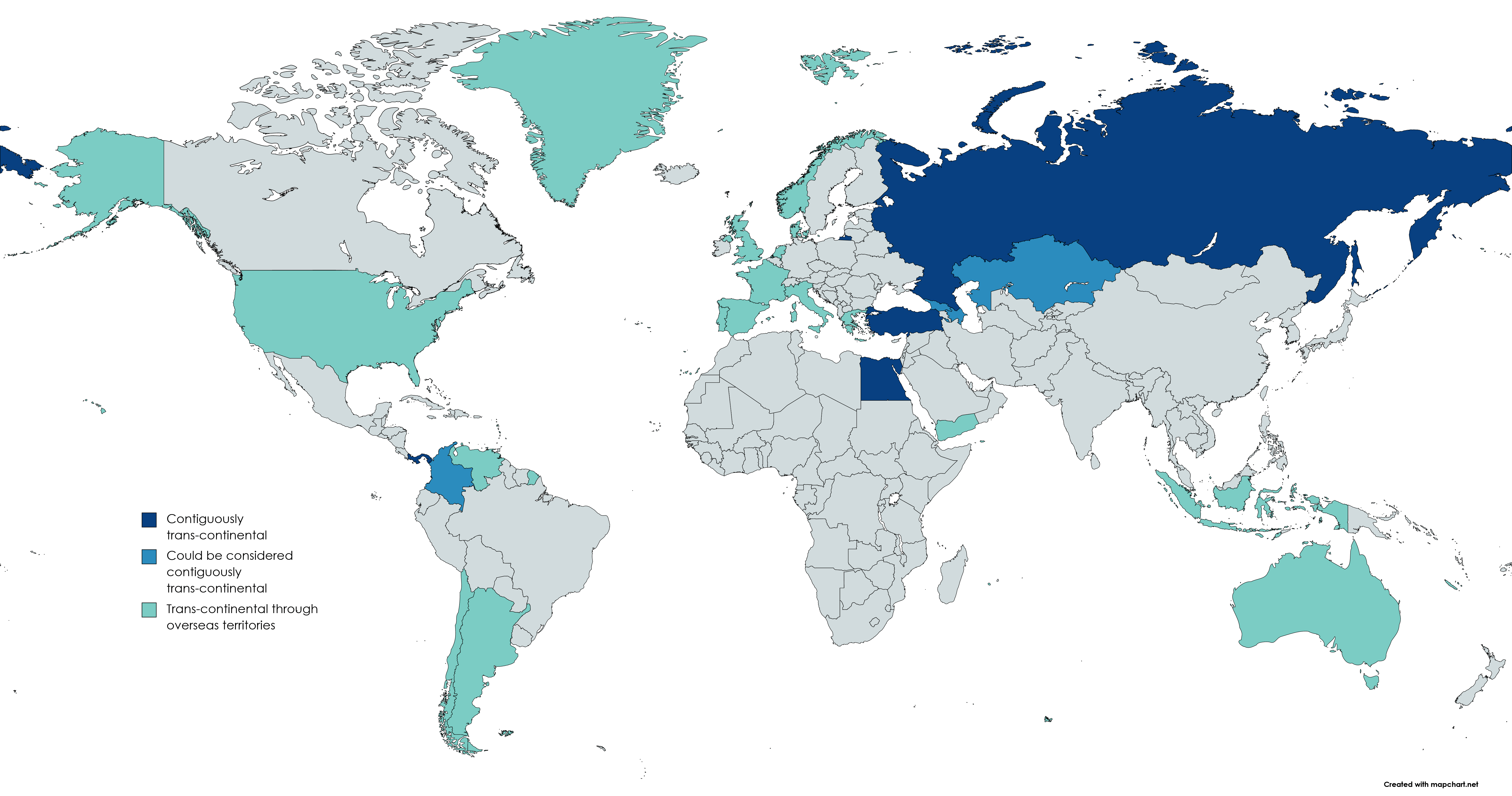 Transcontinental nations r/MapPorn