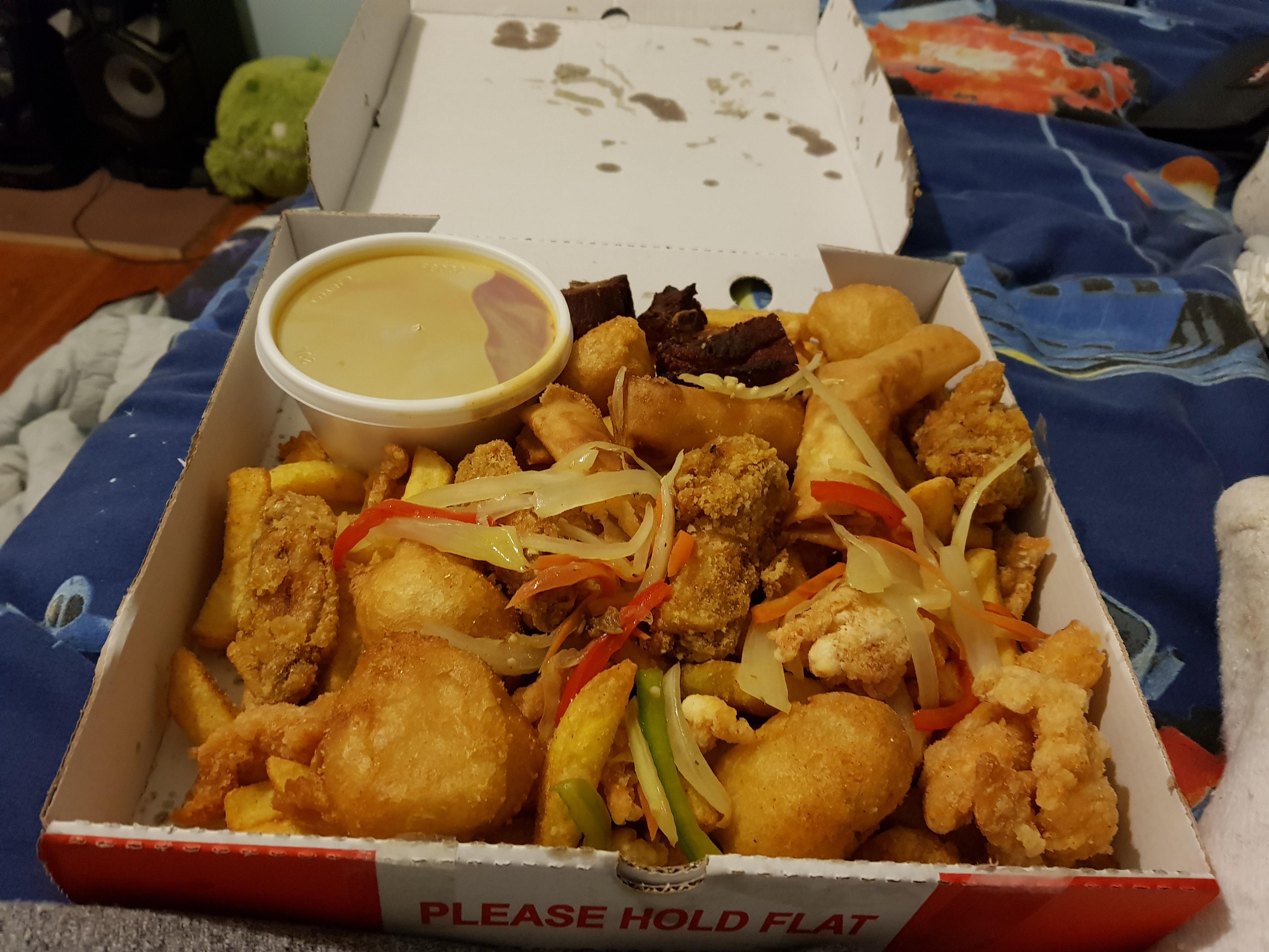 Here in Ireland, we call this a "spice box". It's crispy shredded