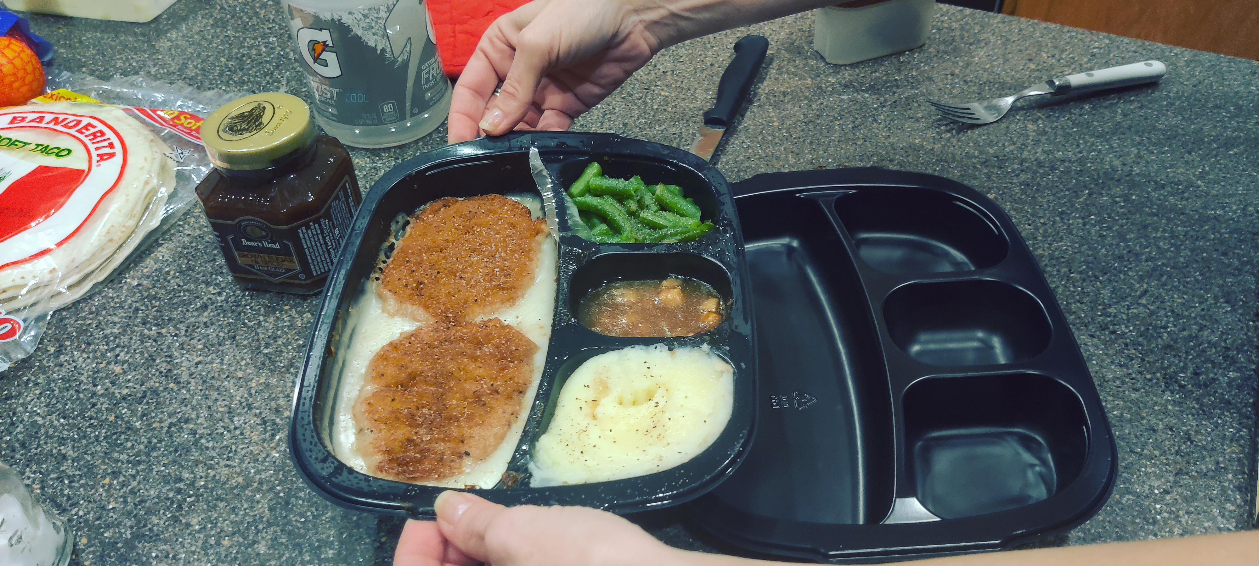 My TV dinner came with a second tray underneath the top one r
