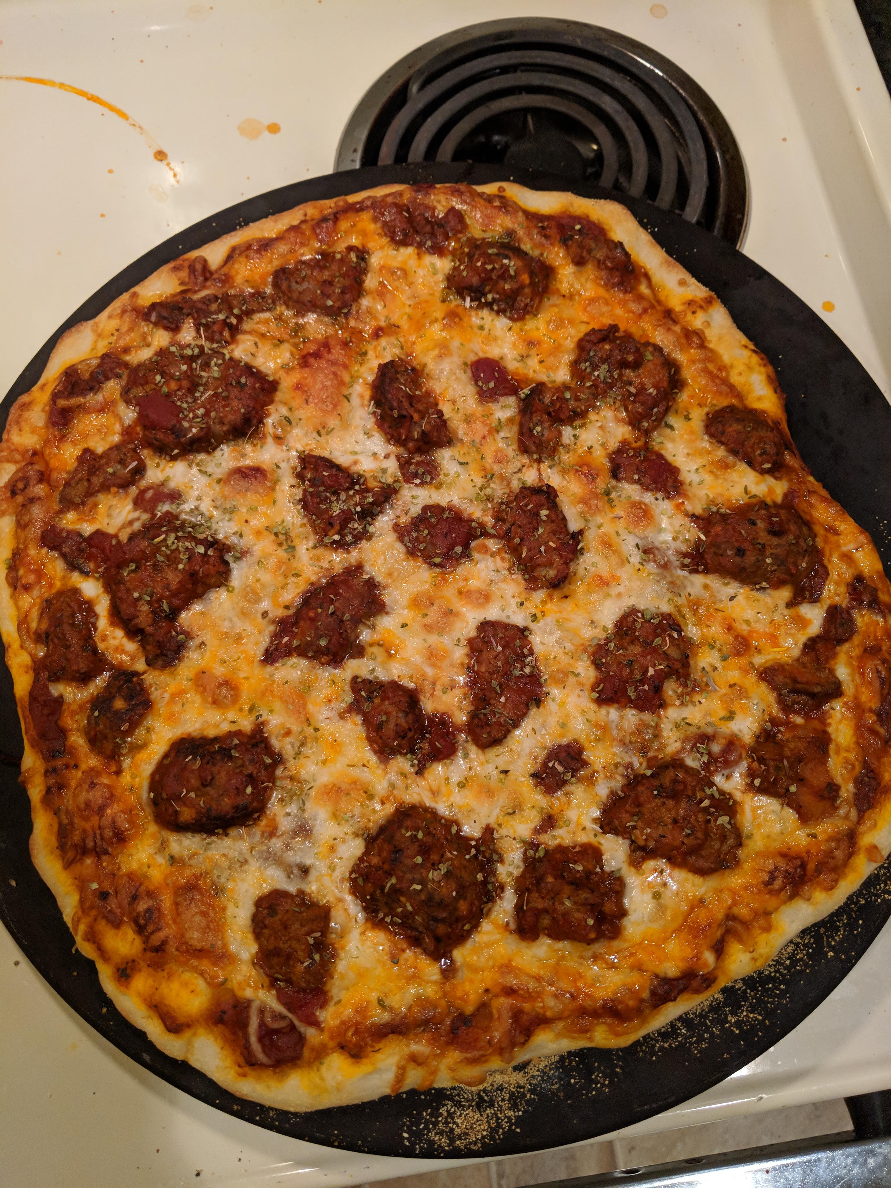 🍕Meatball pizza, completely from scratch. 🍕 r/Pizza