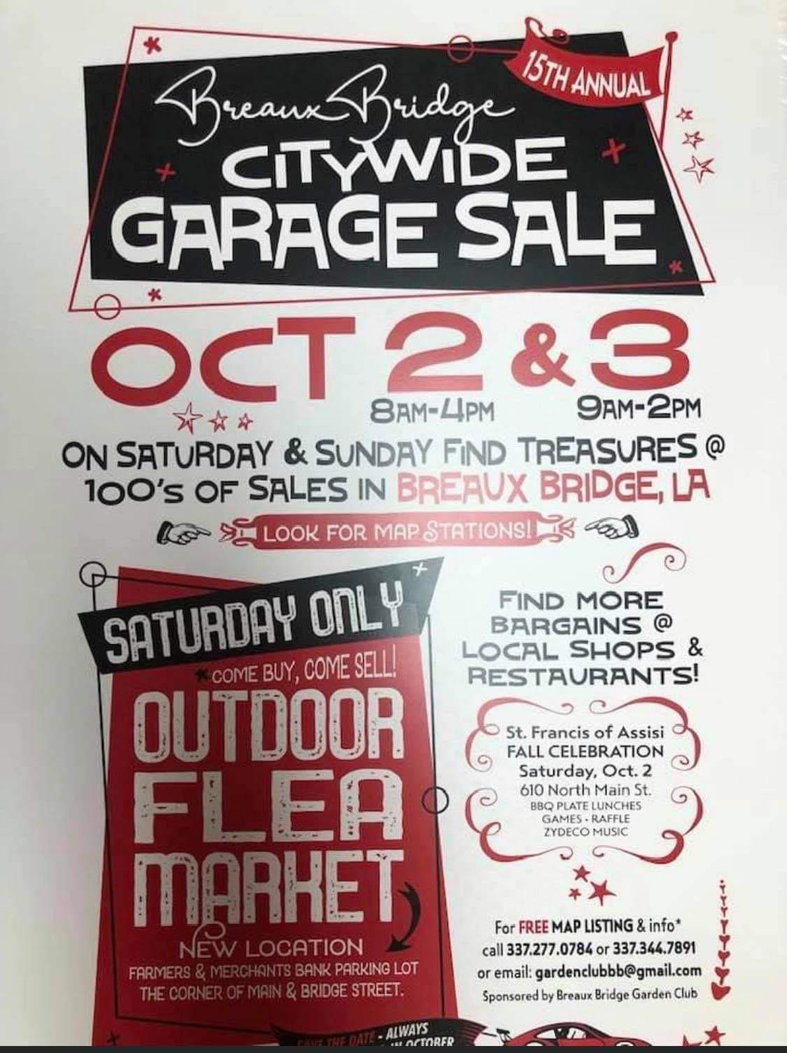 Reminder that Breaux Bridge is having a city wide garage sale in a few