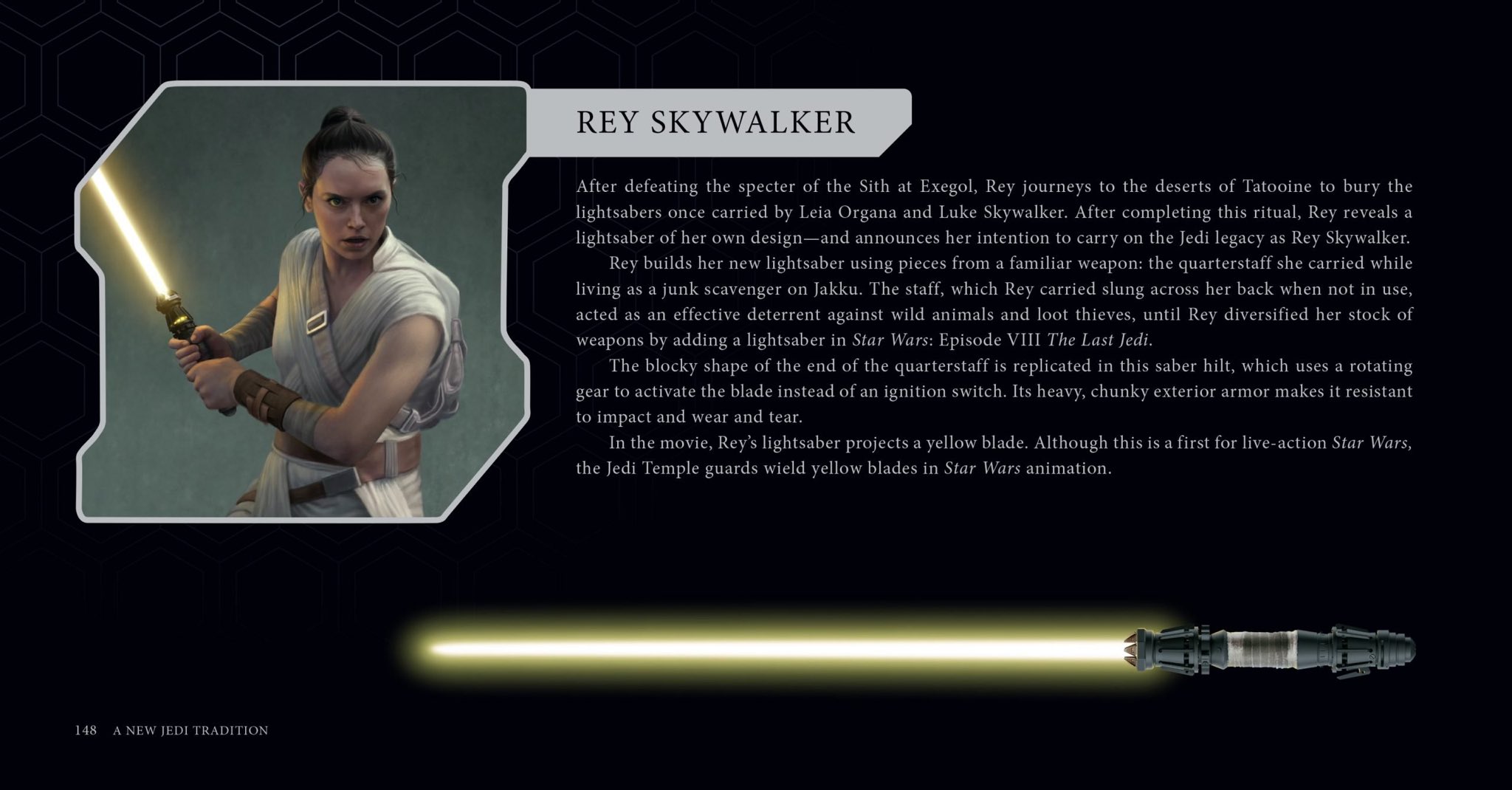 Best look yet at Rey Skywalker's yellow lightsaber. From the