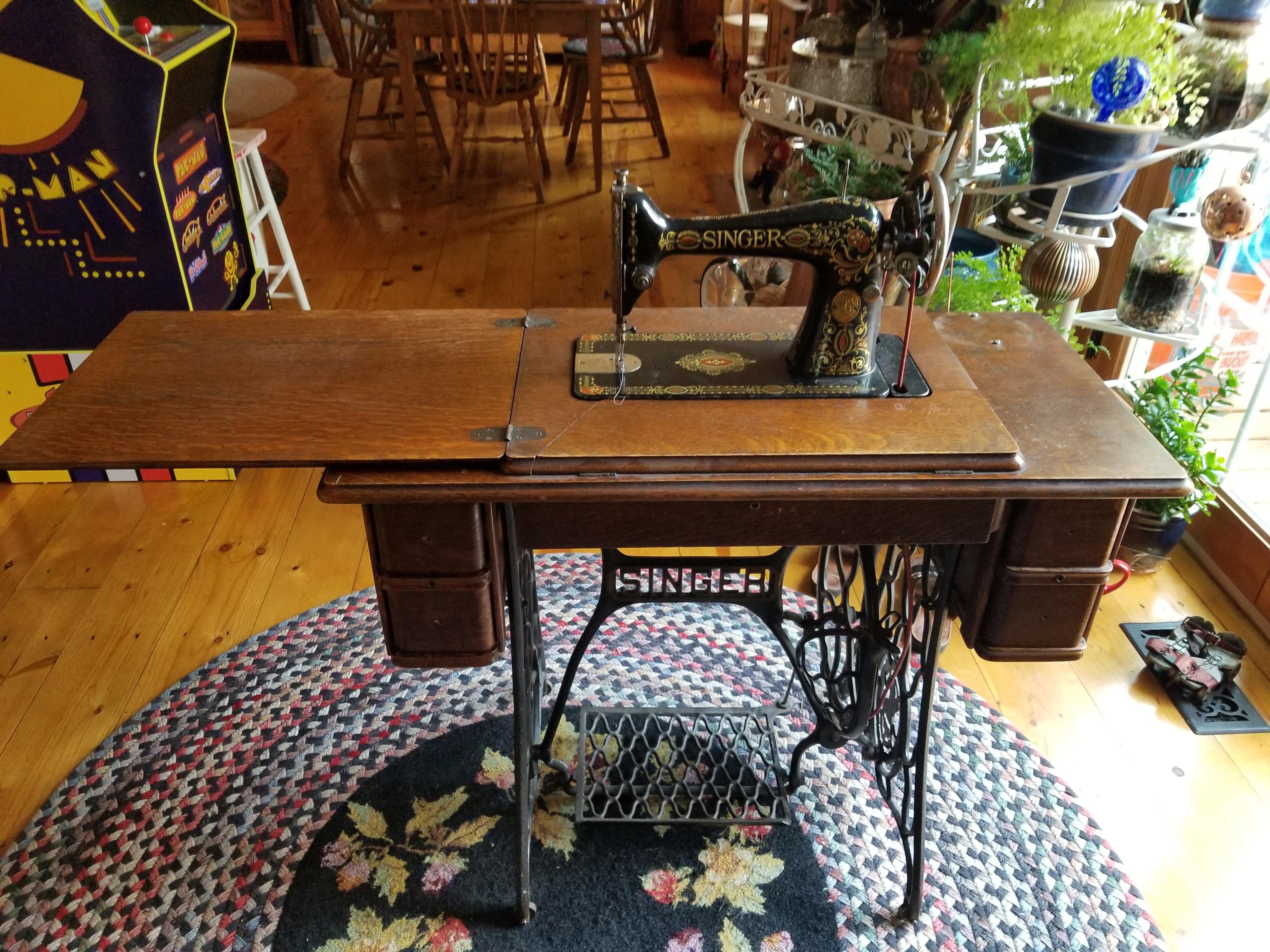 Treadle sewing machine hubby picked to for me at an estate sale. It had