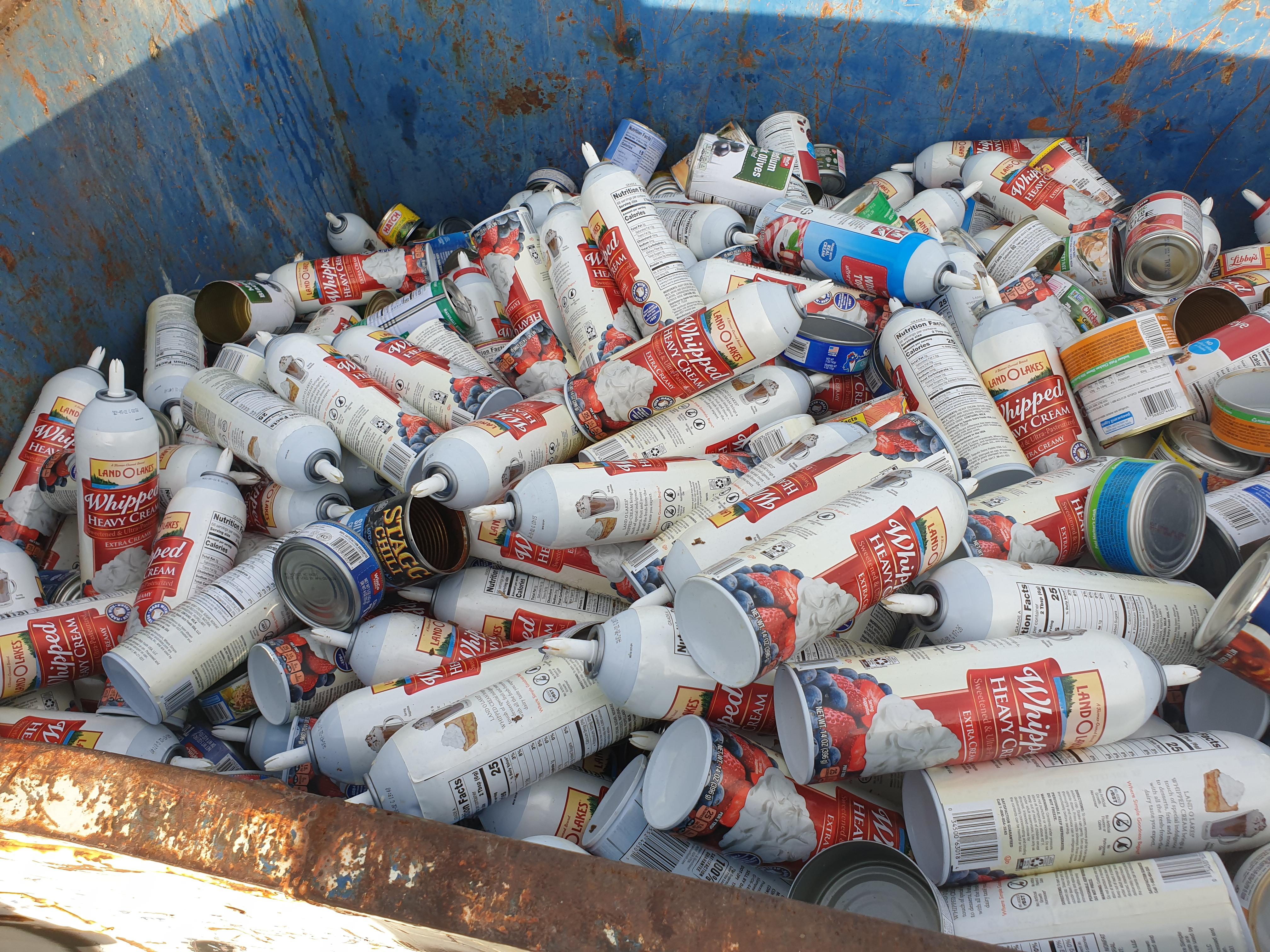 The amount of whipped creams cans brought to my town's recycling center