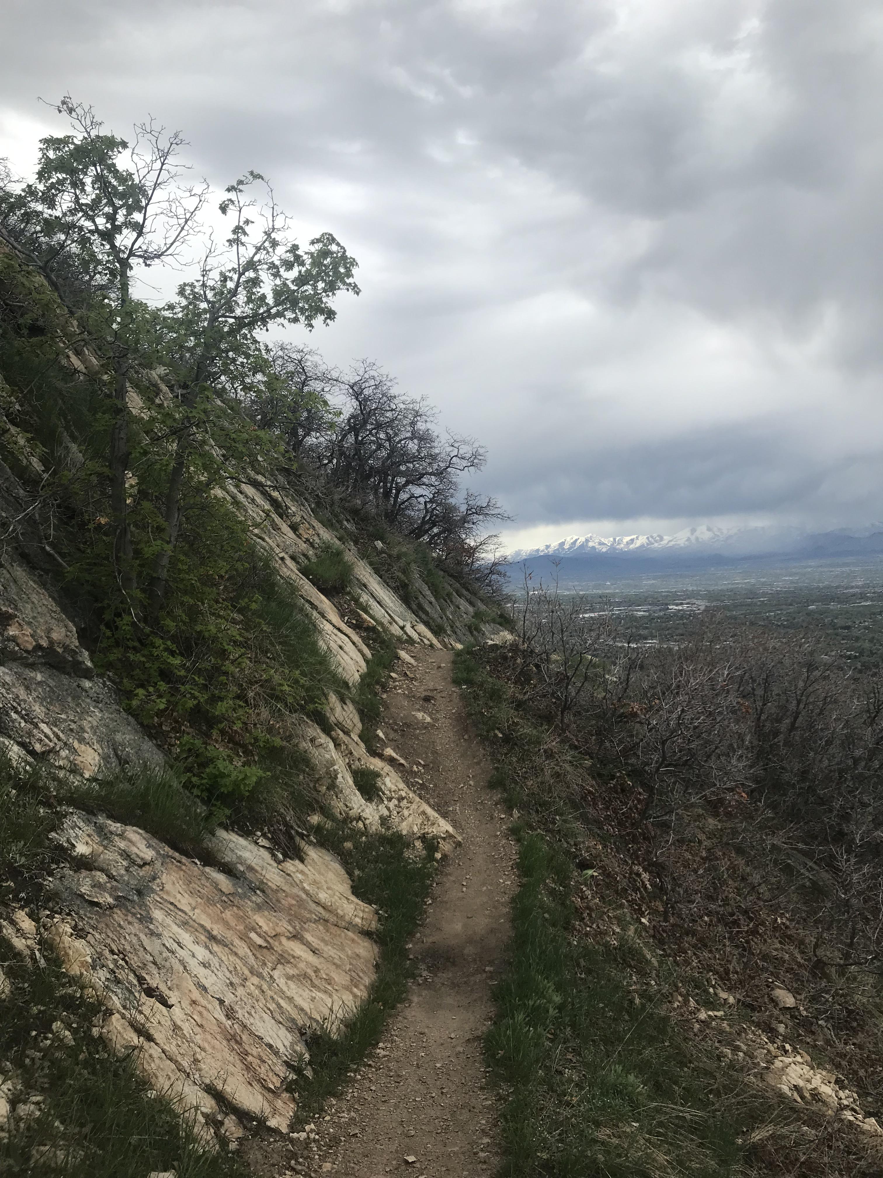 The Bonneville Shoreline trail above the Salt Lake Valley, UT r