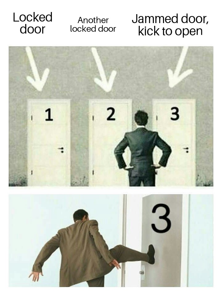 Door is locked, find key to unlock r/antimeme