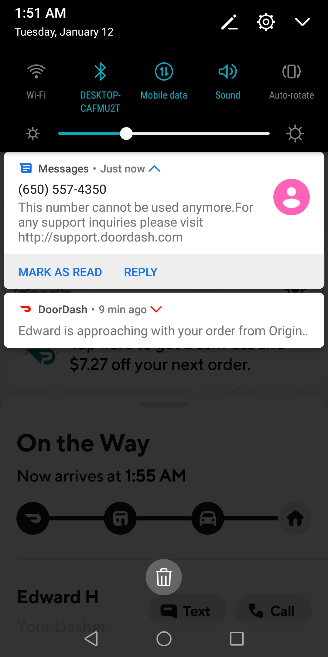 It's not letting me message my Dasher with an order in progress?? I