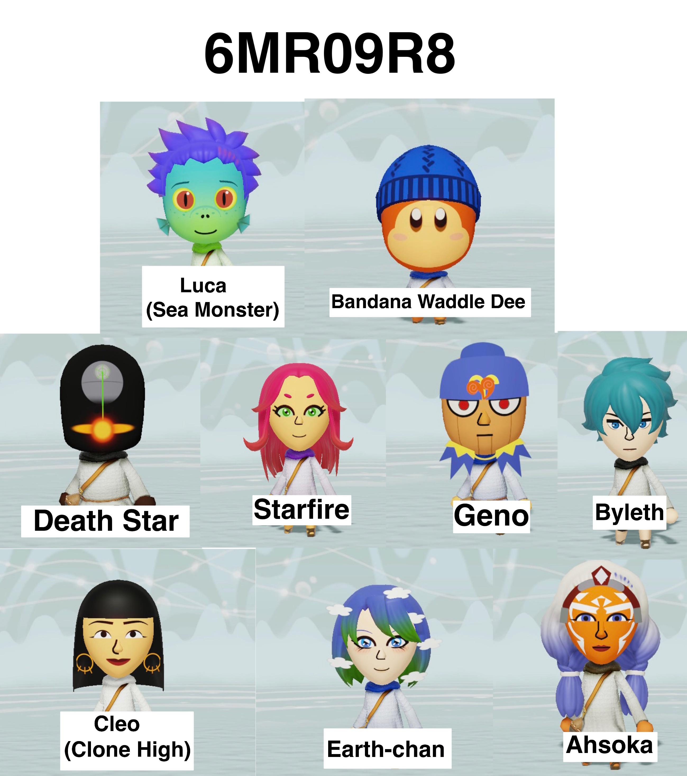 Made a few miscellaneous Mii’s. Access code is in the picture Miitopia