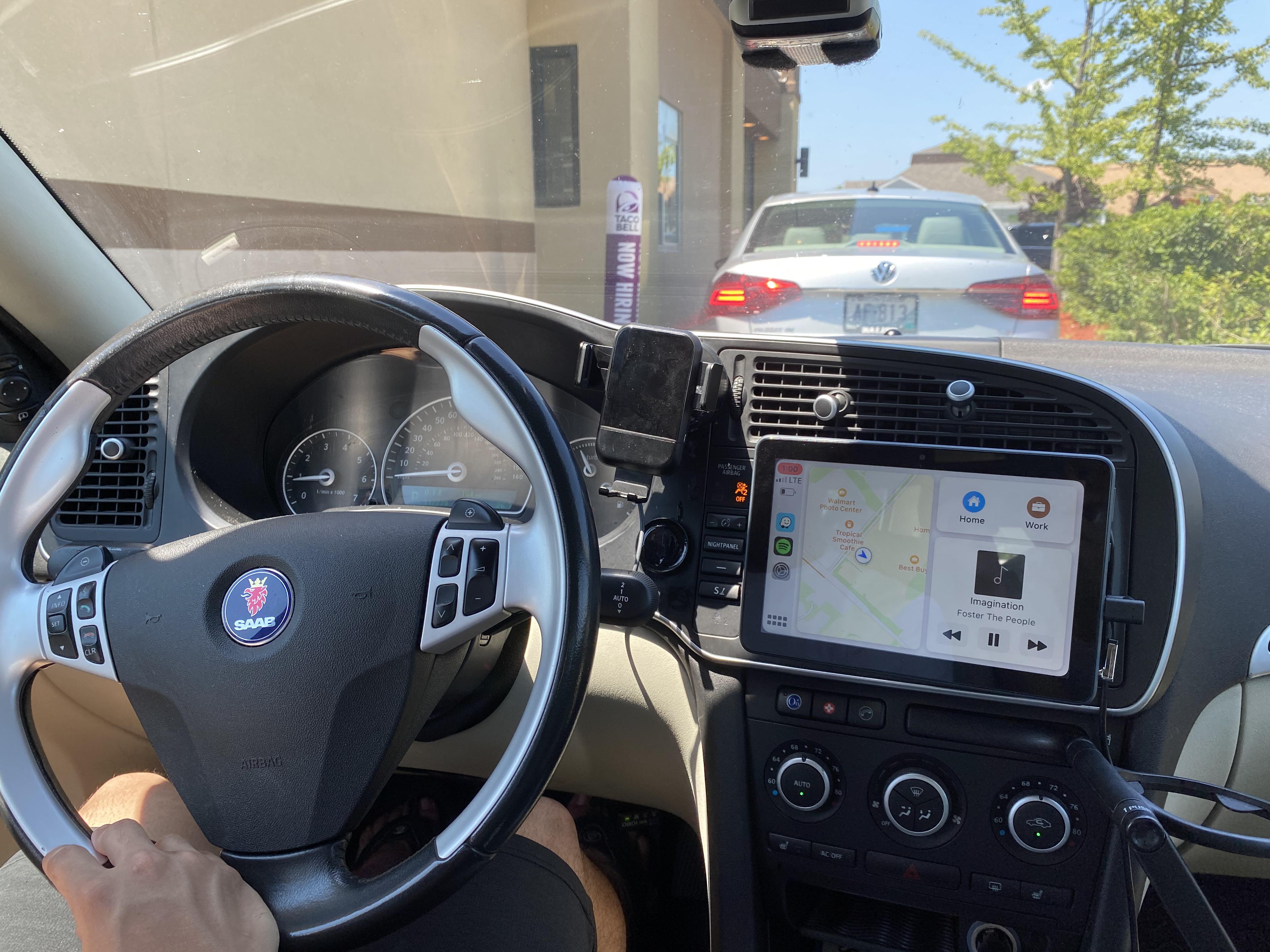 Added wireless carplay to my saab 93 using kindle fire hd 8!!! r/saab