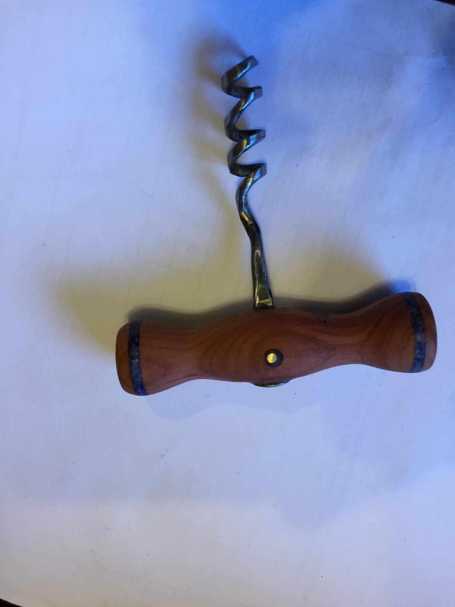 corkscrew With lapis lazuli inlay and screw r/Blacksmith