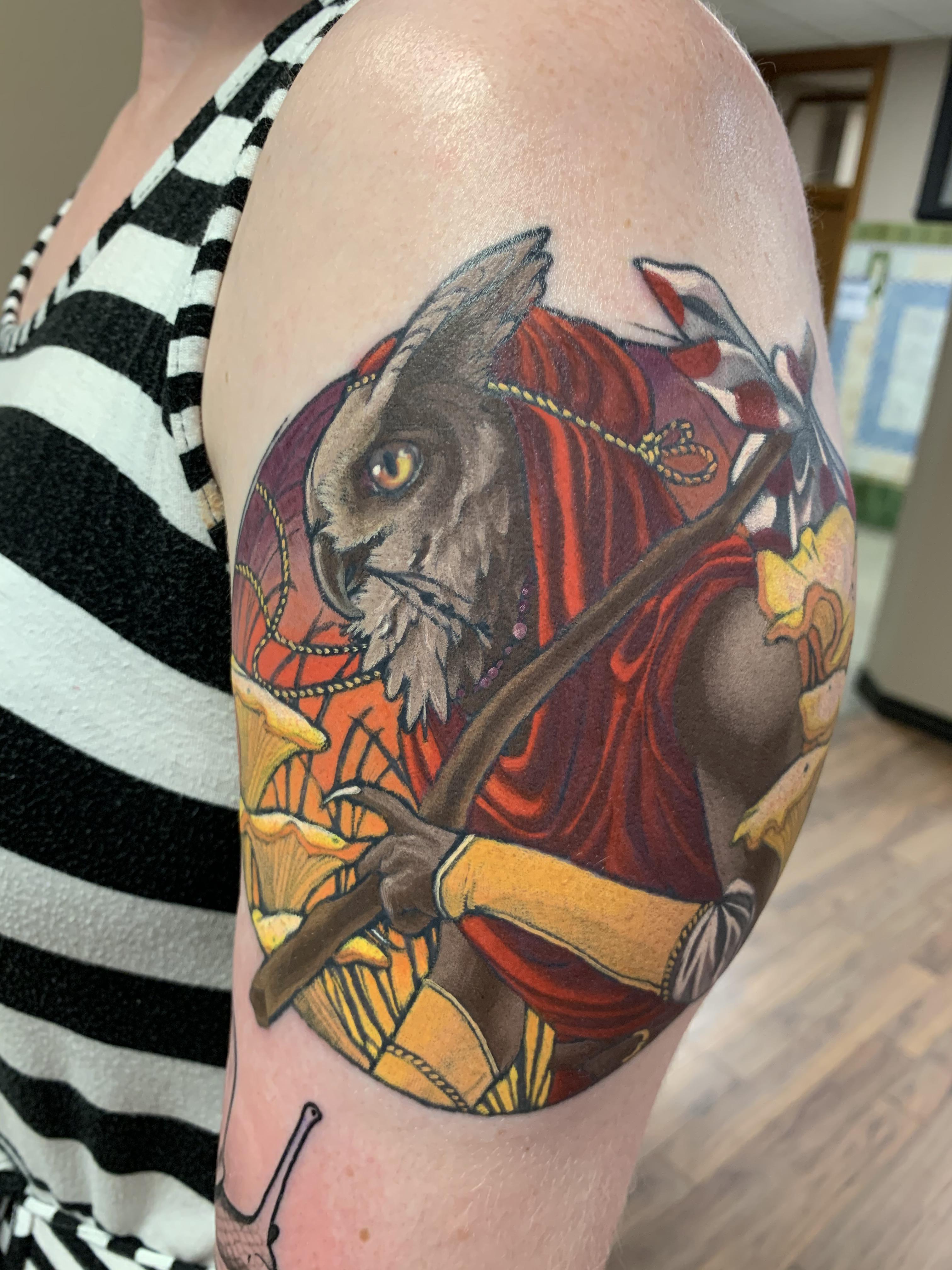 After months of waiting, I finally got my owl coloured! Ev Arnason