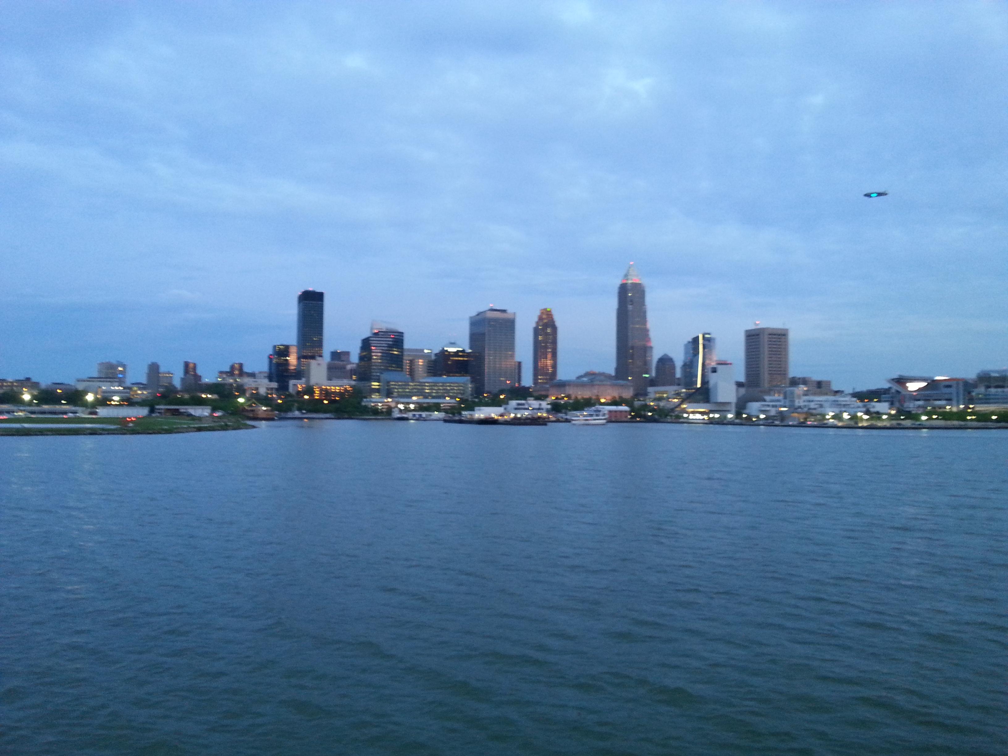 Cleveland skyline from Lake Erie. r/pics