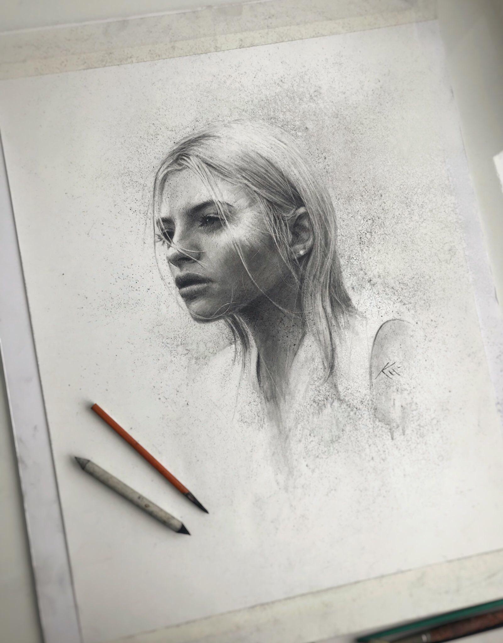 “War Paint” 18x24” Charcoal on paper r/drawing