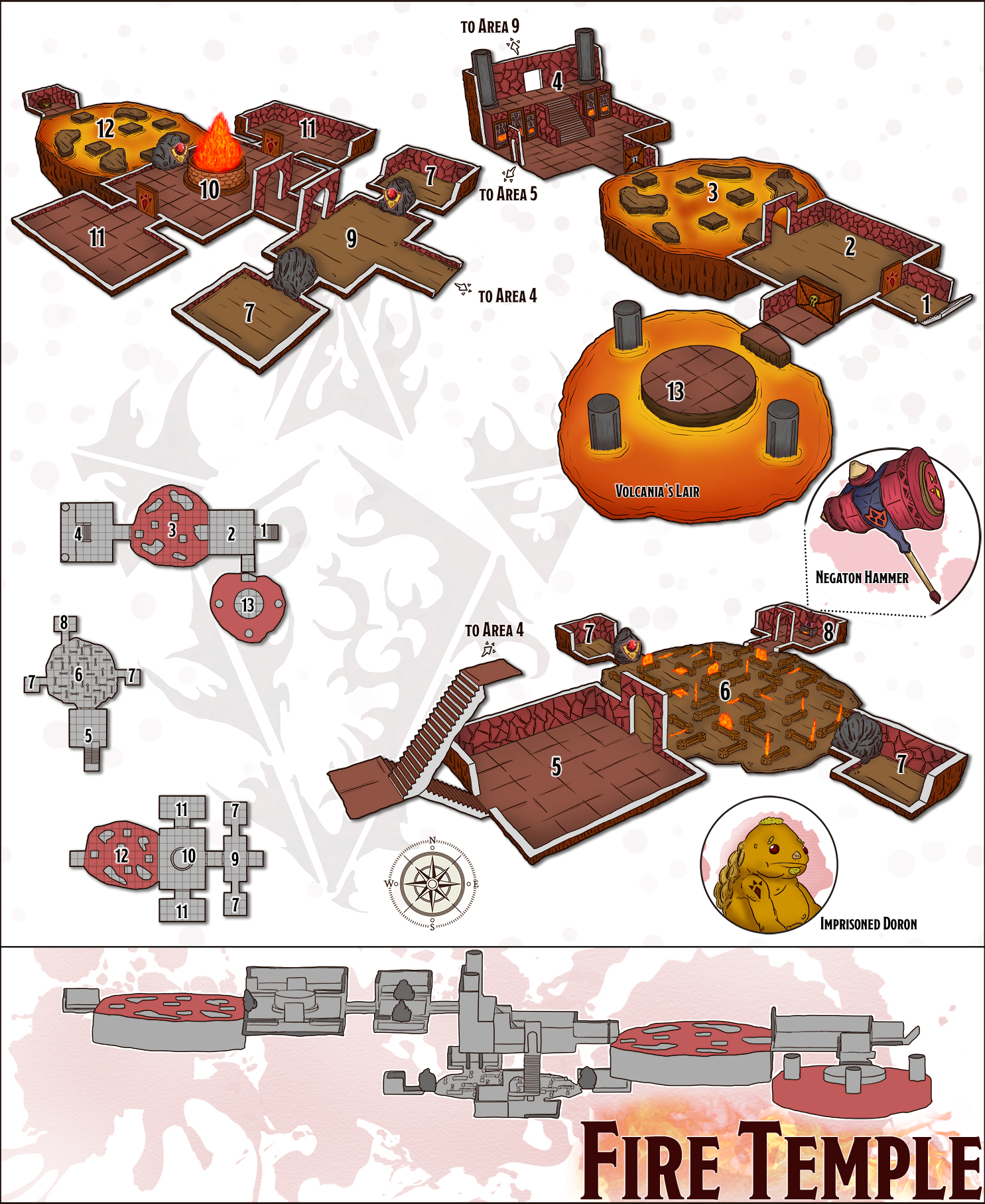 Fire Temple [OC][Perspective][Dungeon][5e][4500x5500px] r/battlemaps