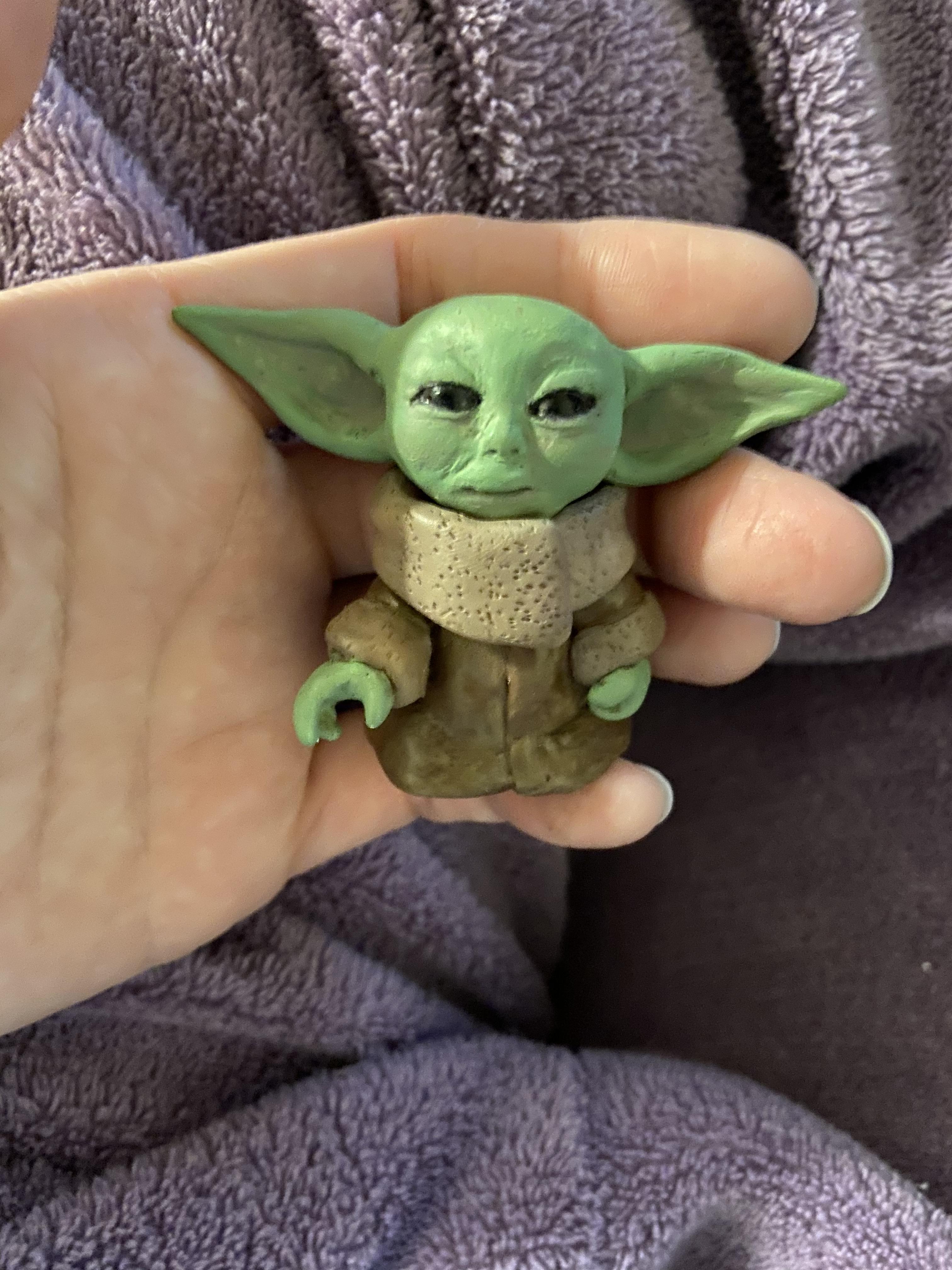 Baby Yoda made from Polymer Clay crafts
