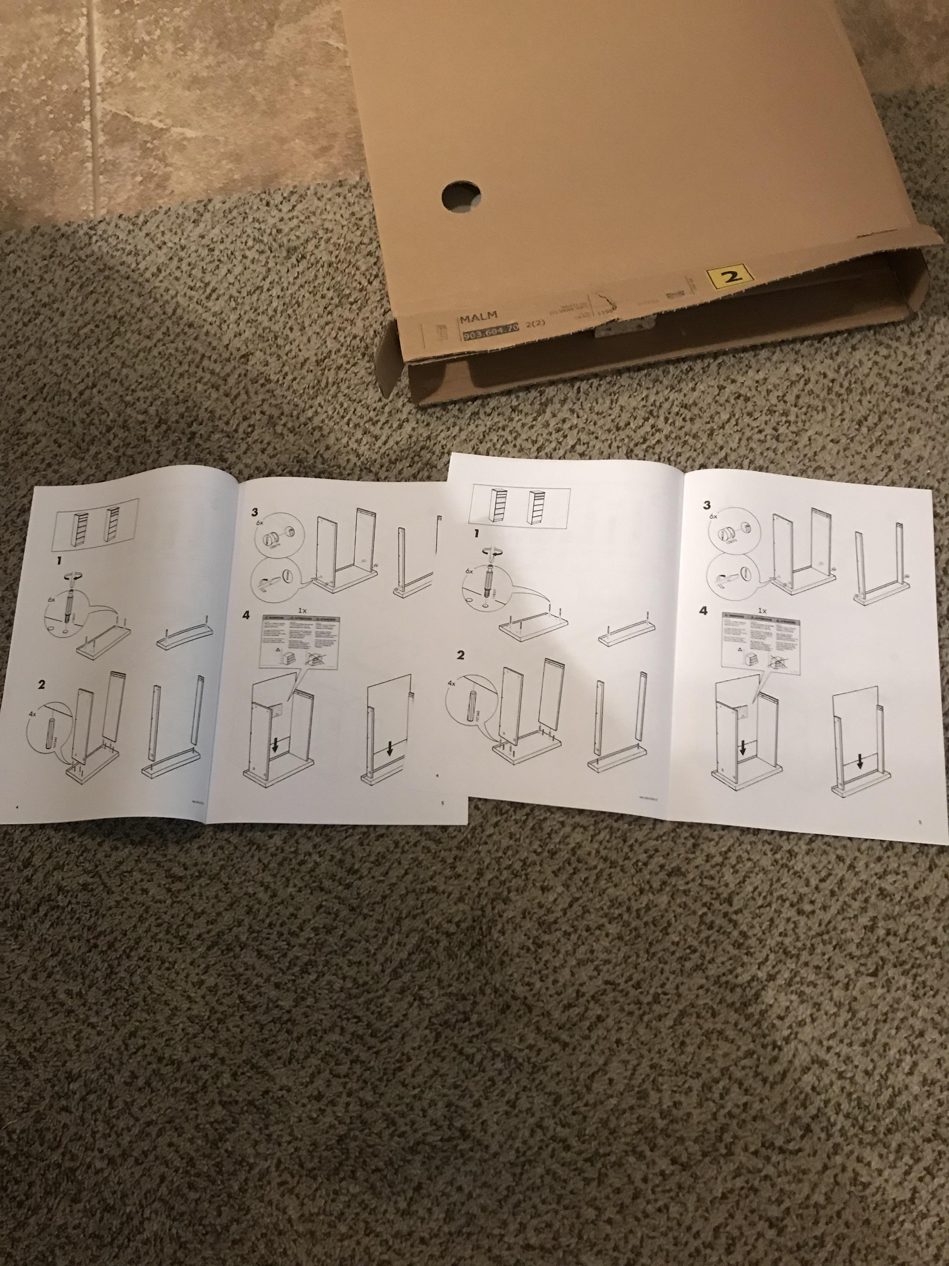This IKEA dresser two people to assemble, and provides a set