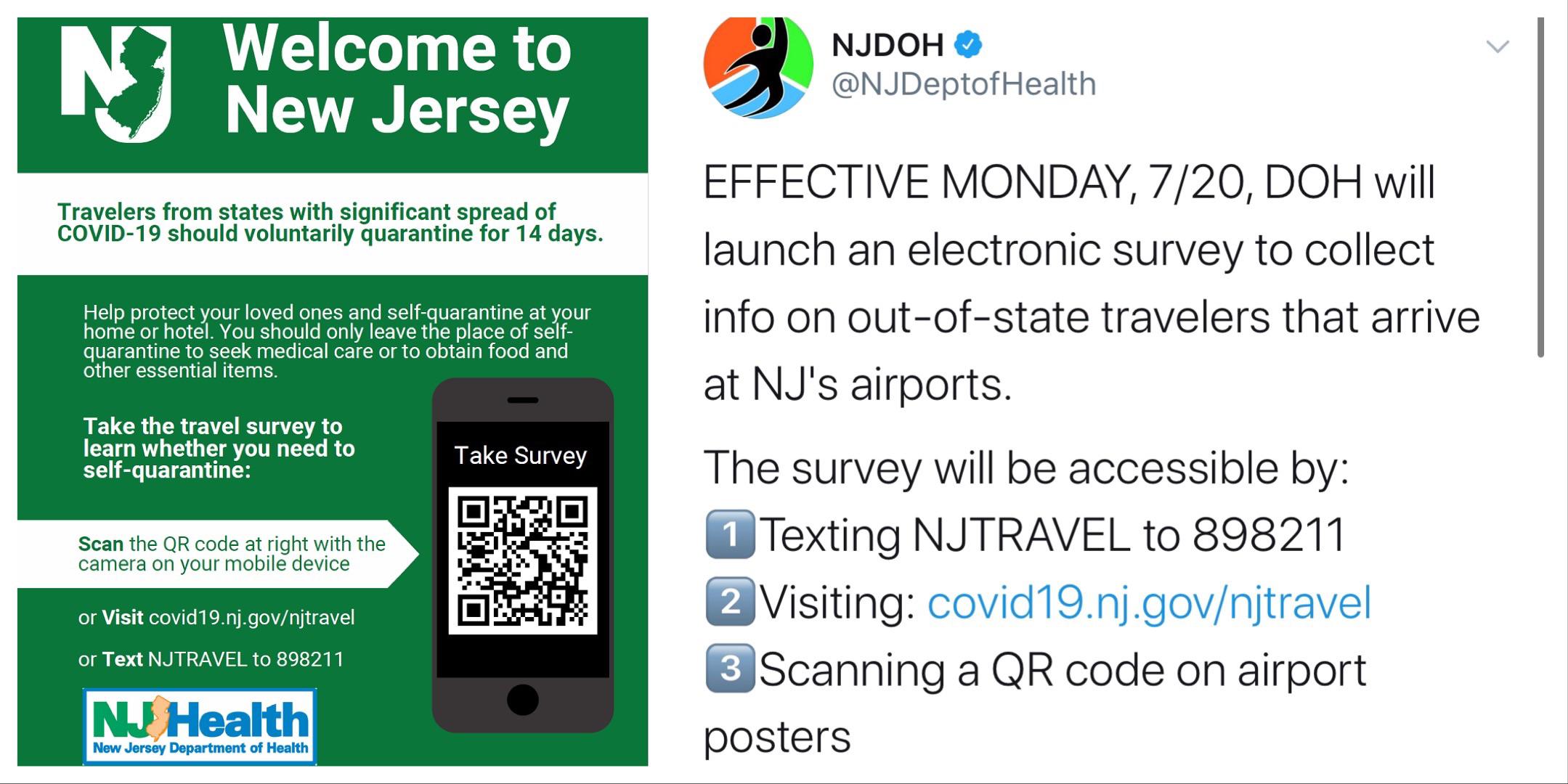NJ Department of Health From July 20 onwards, there’ll be an new electronic survey to collect