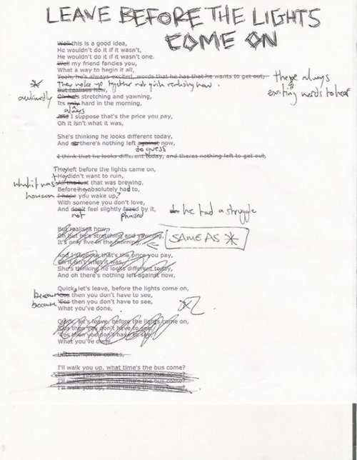 Leave before the Lights Come On Original lyrics w/ Alex's annotations