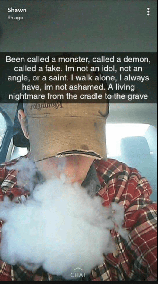 Quoting Five Finger Death Punch while vaping iamverybadass