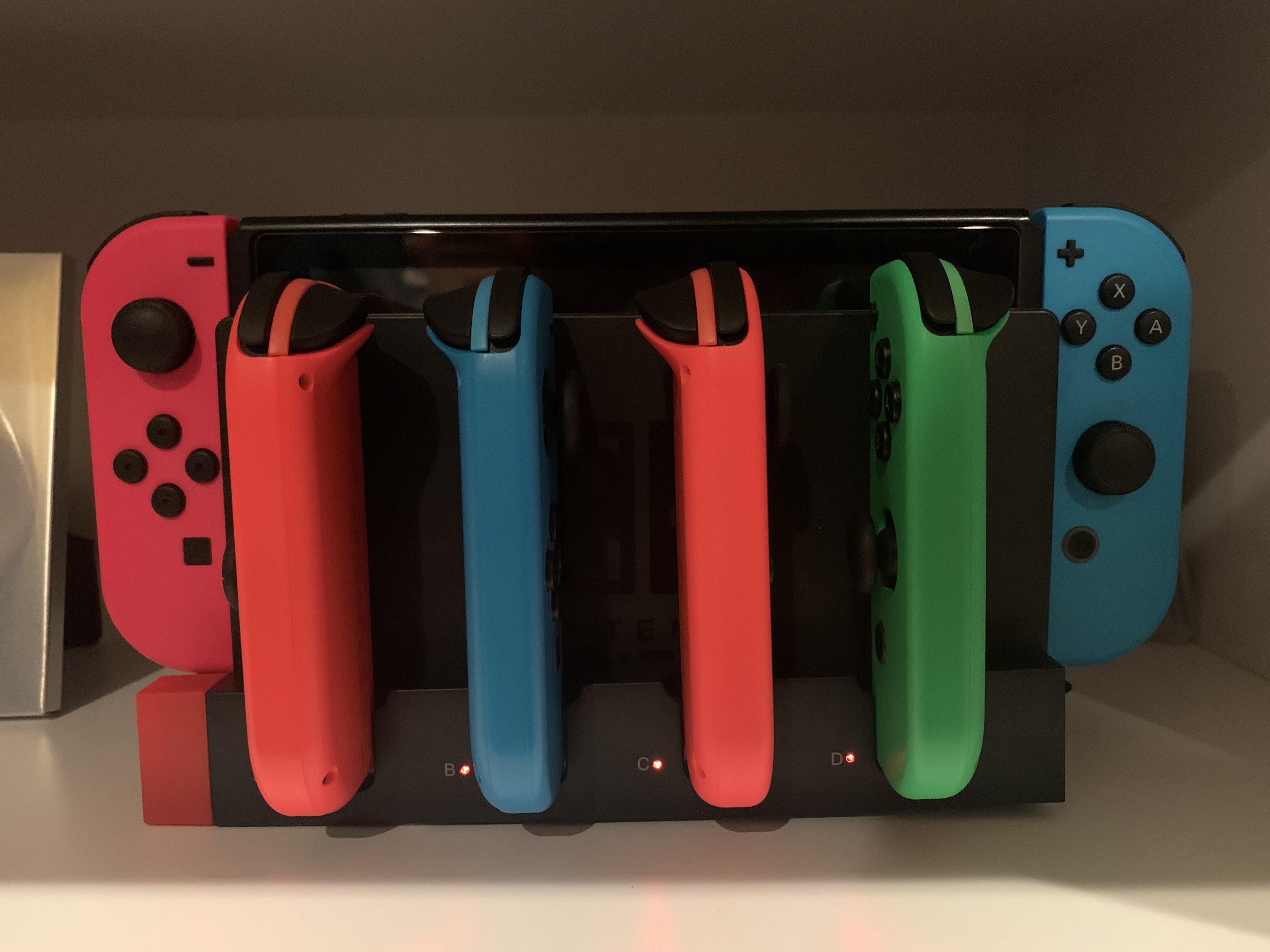I bought this joycon charging & docking station that plugs into the