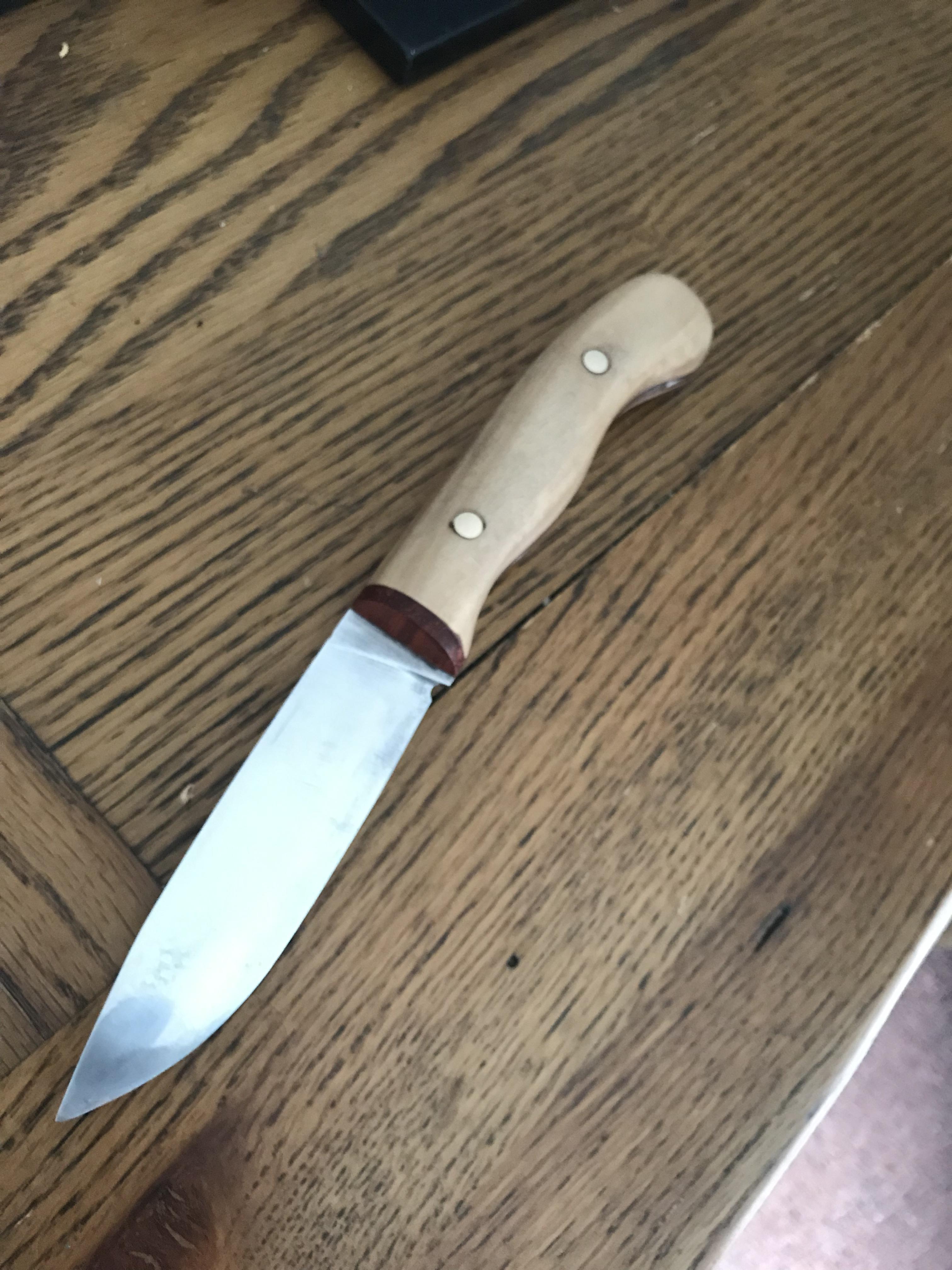 My first finished knife. CS95 steel Canadian maple handle r/knifemaking