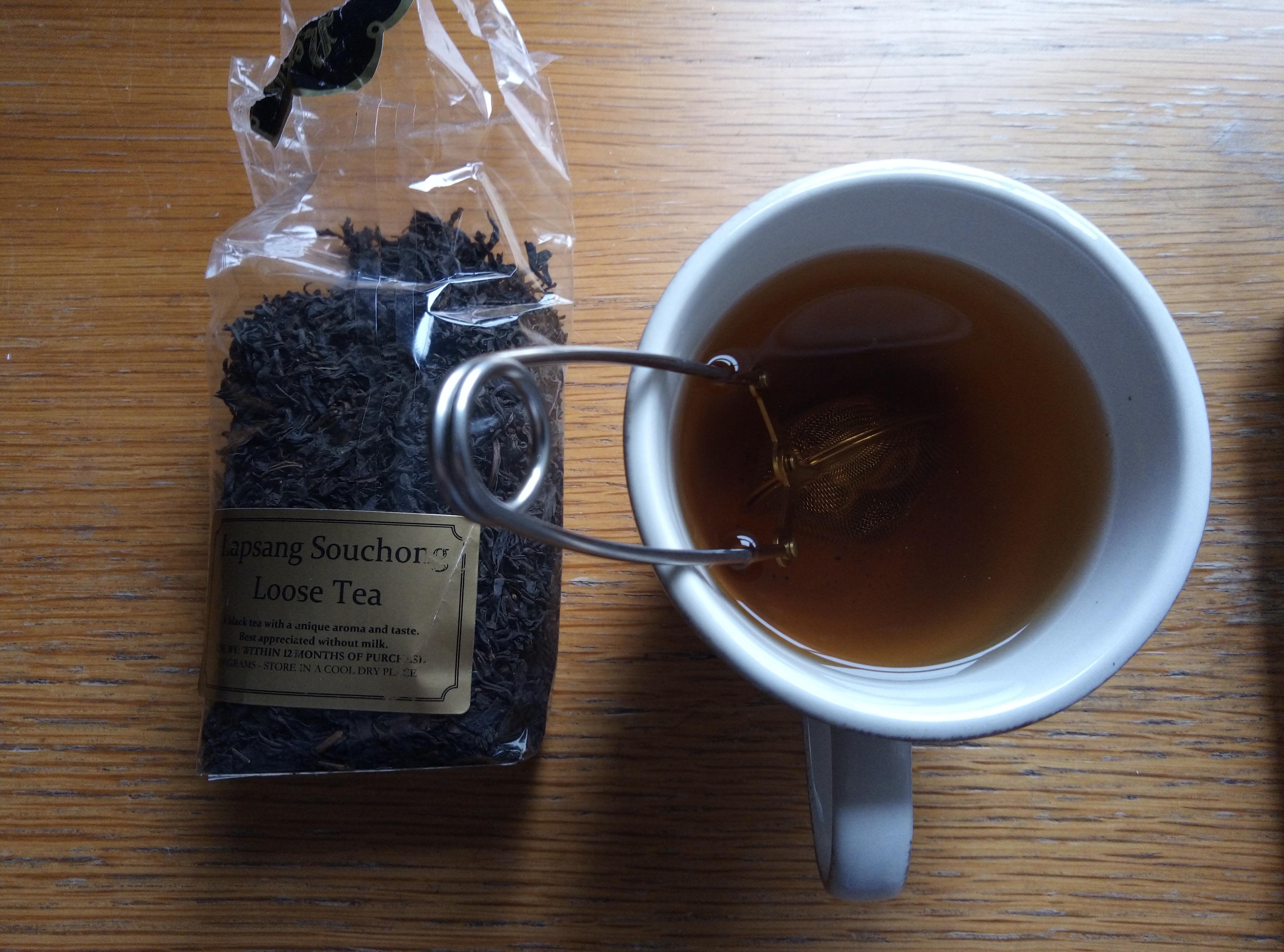 Enjoying a cup of my new lapsang souchong tea! I really like the