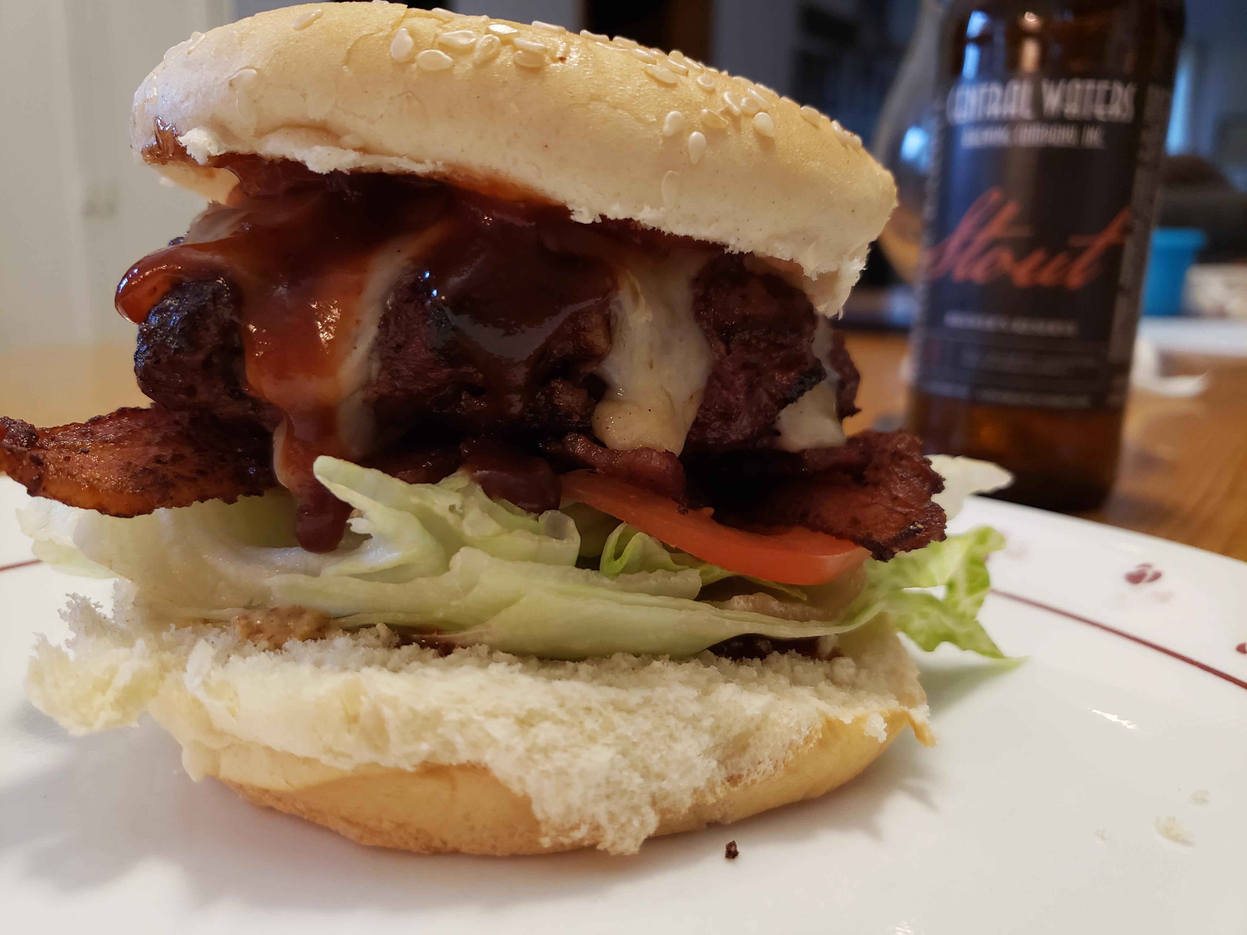 Smoked and seasoned bacon and burger horseradish cheddar r/burgers
