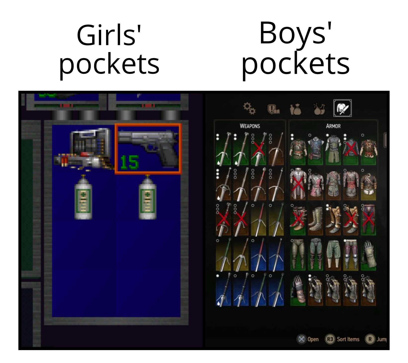 Girls vs boys pockets r/memes
