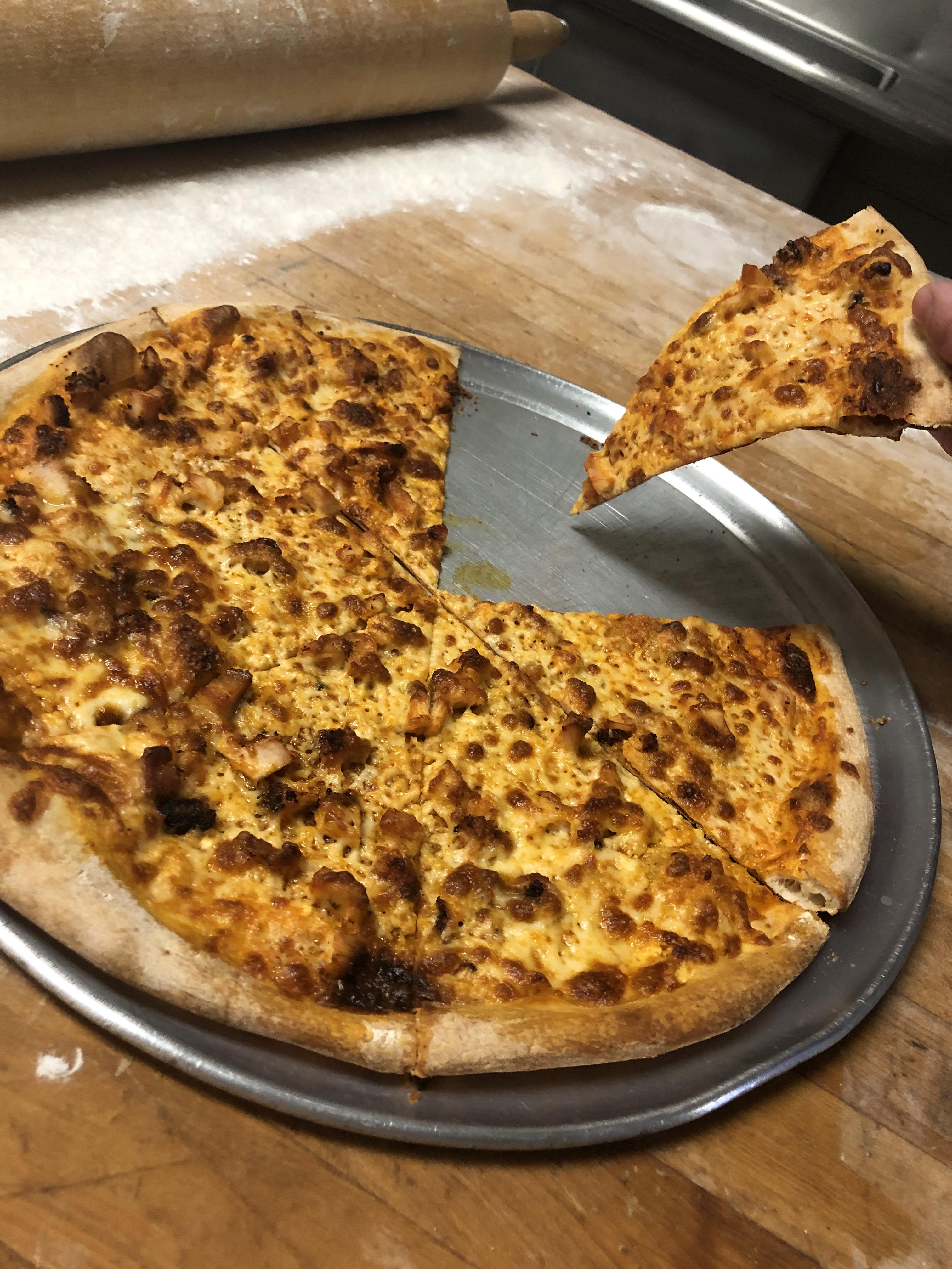 Paper thin hot wing pizza. r/Pizza