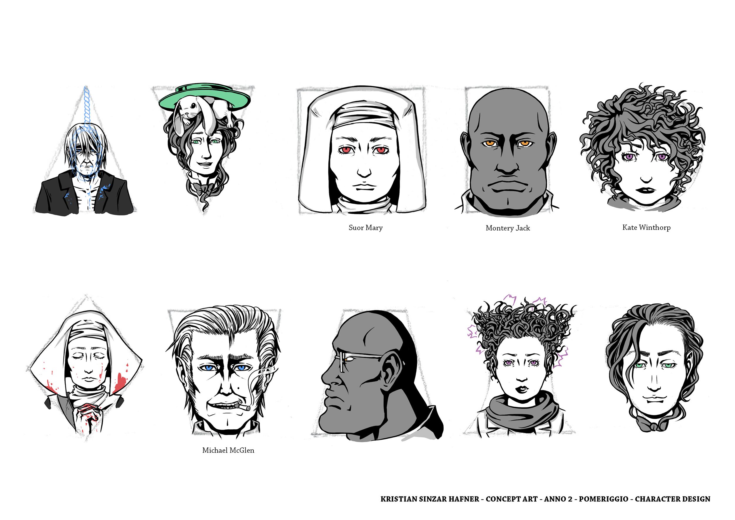 The character design for my game. Almost all the names have changed