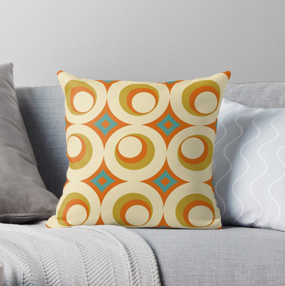 MidCentury Modern Orange Throw Pillow r/postanything