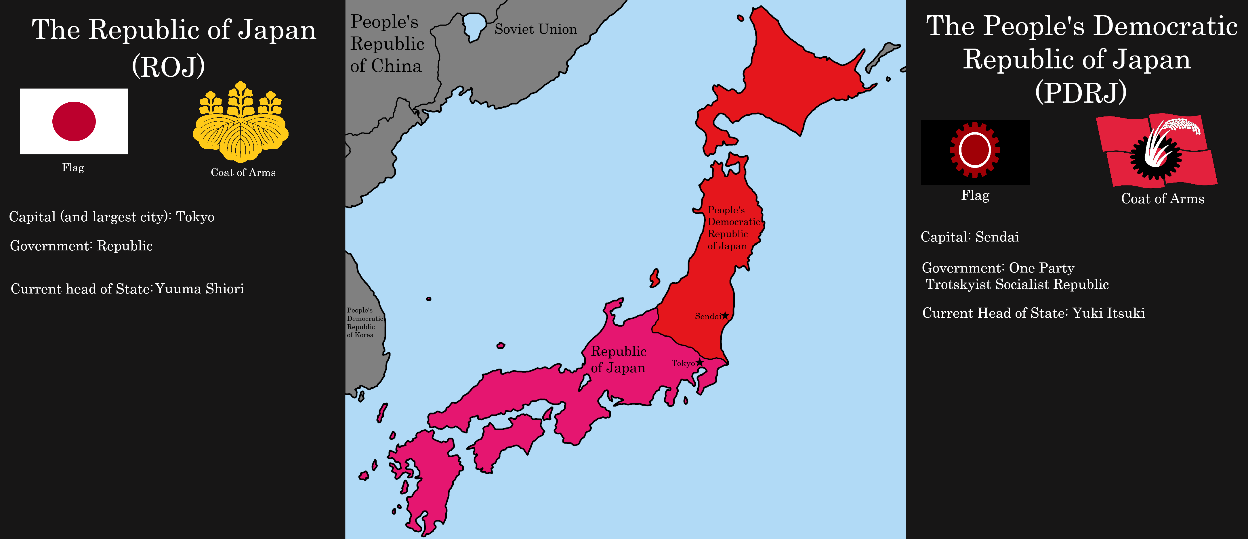 A map of a divided Japan. r/AlternateHistory