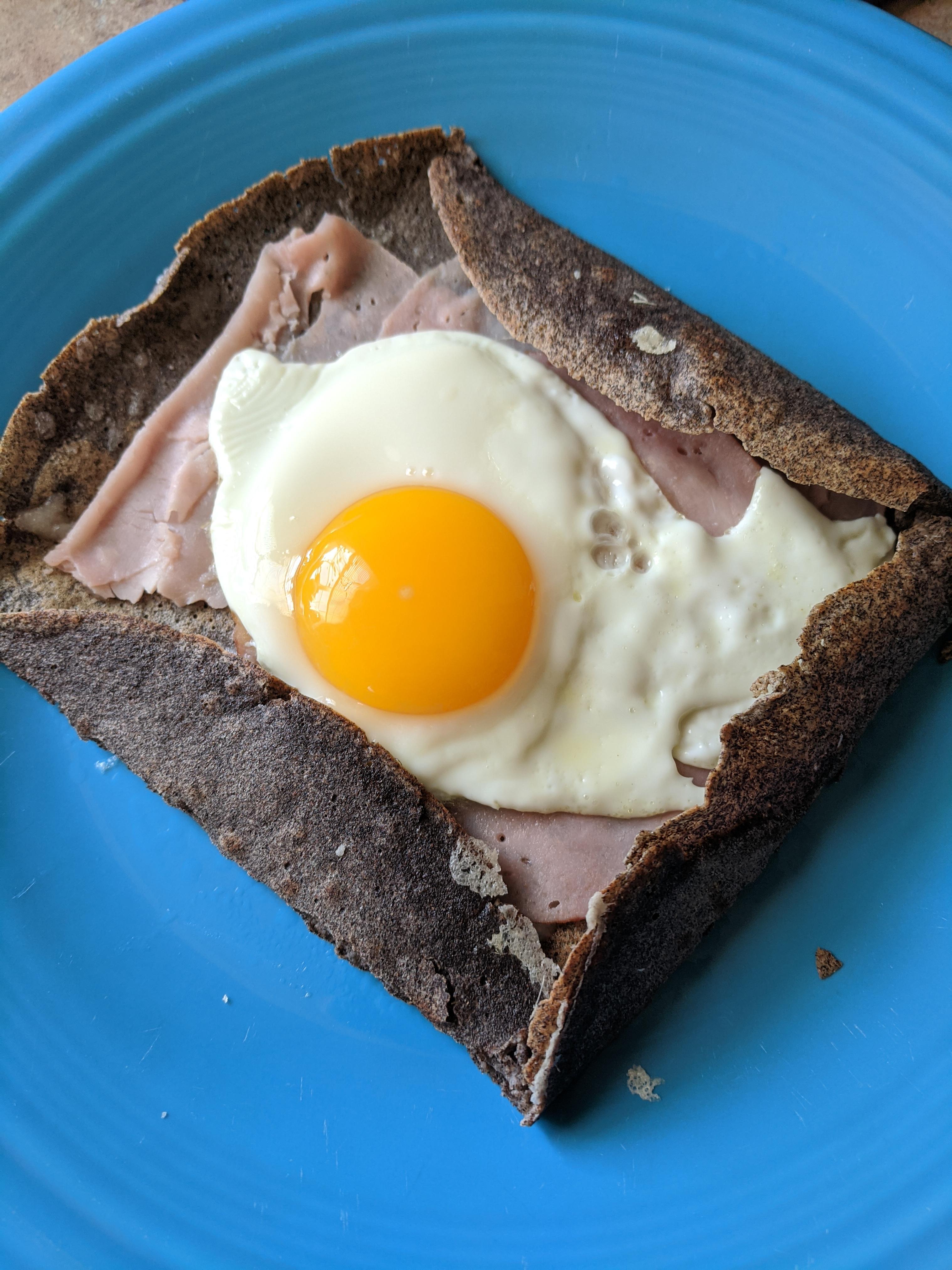 Week 21 Flour Buckwheat Crepes with ham, Swiss cheese, and egg r