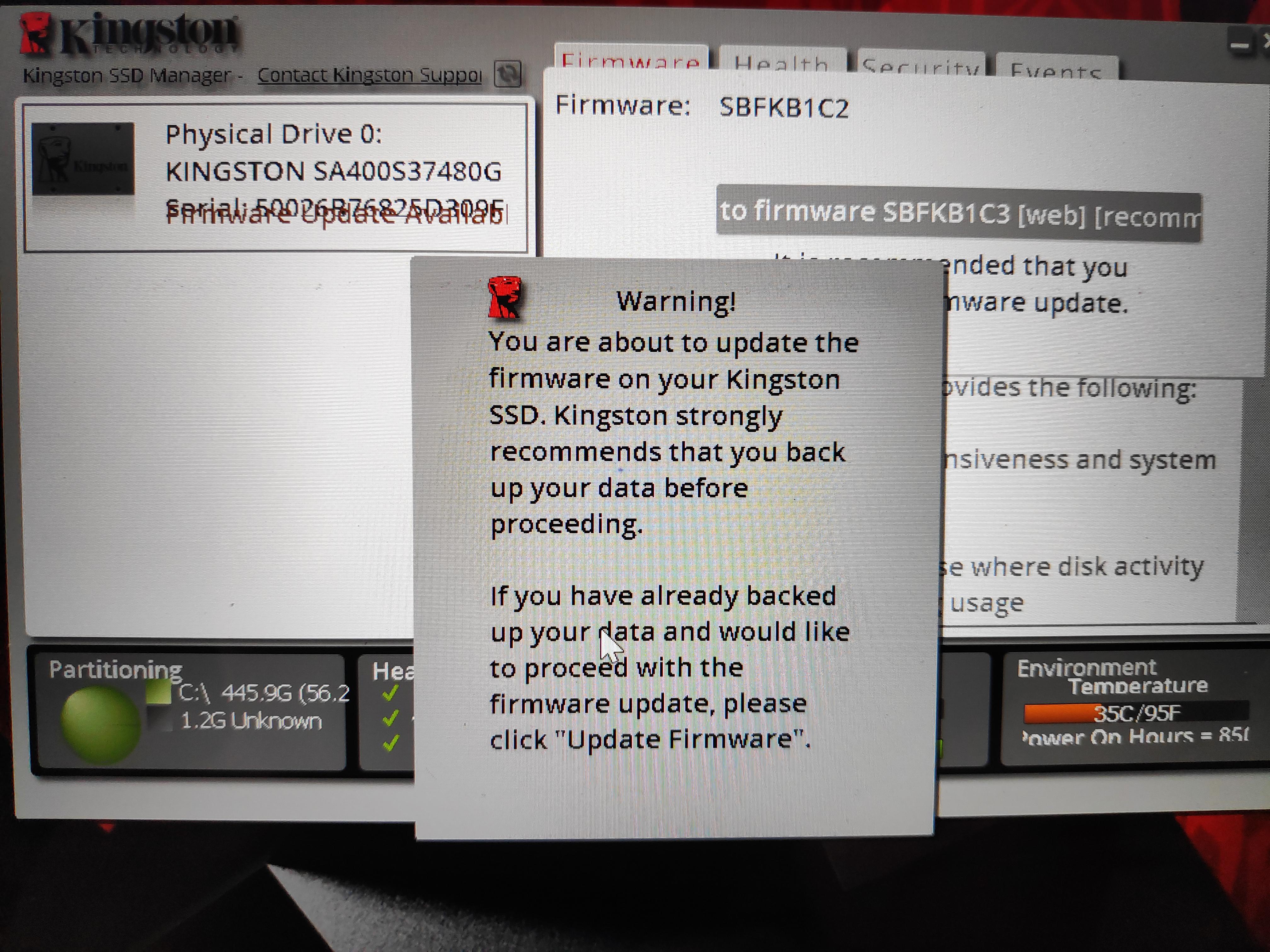 Kingston ssd manager cant update anyone know how to solve this problem