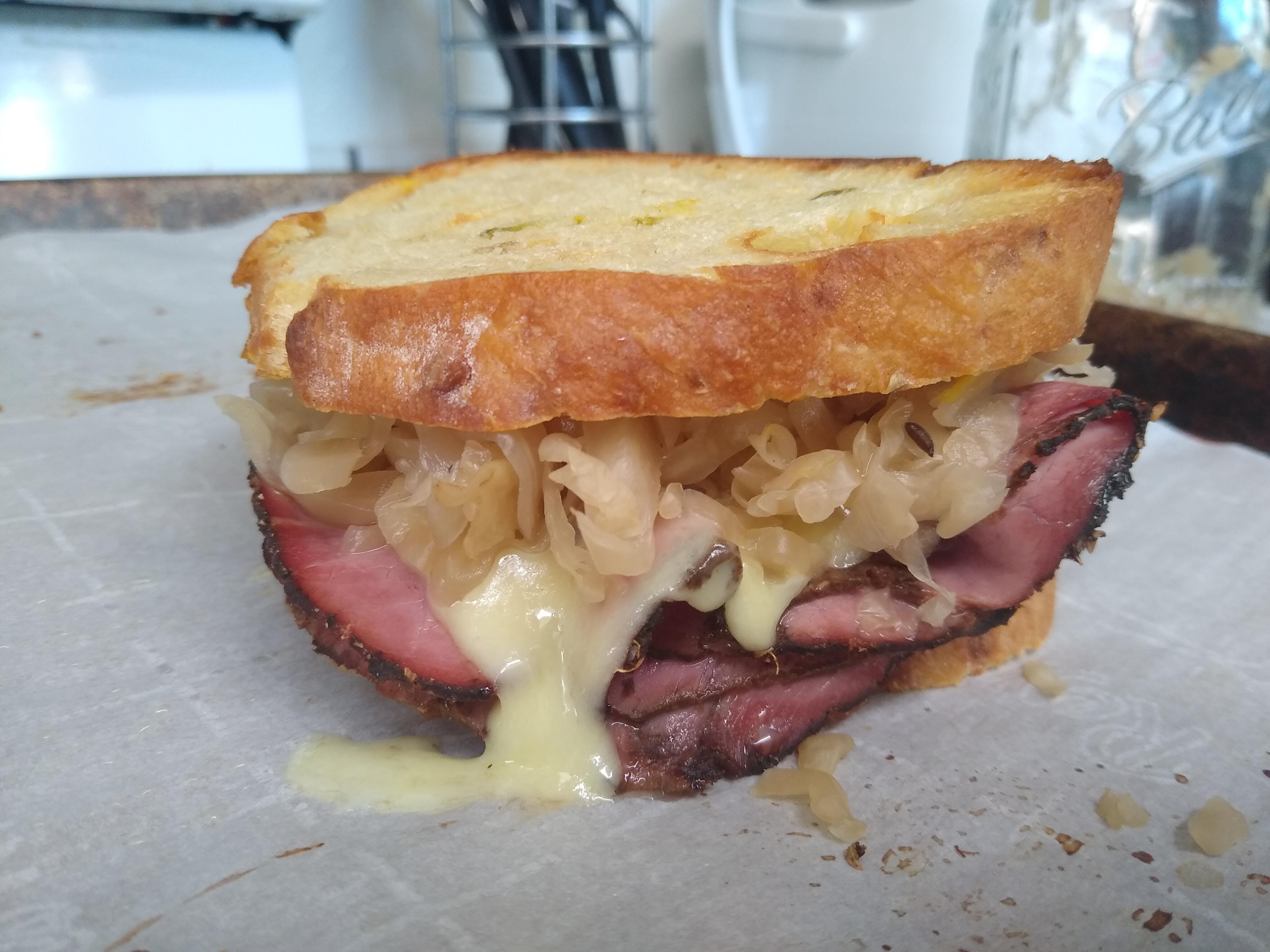 Pastrami Reuben with homemade sauerkraut r/Sandwiches