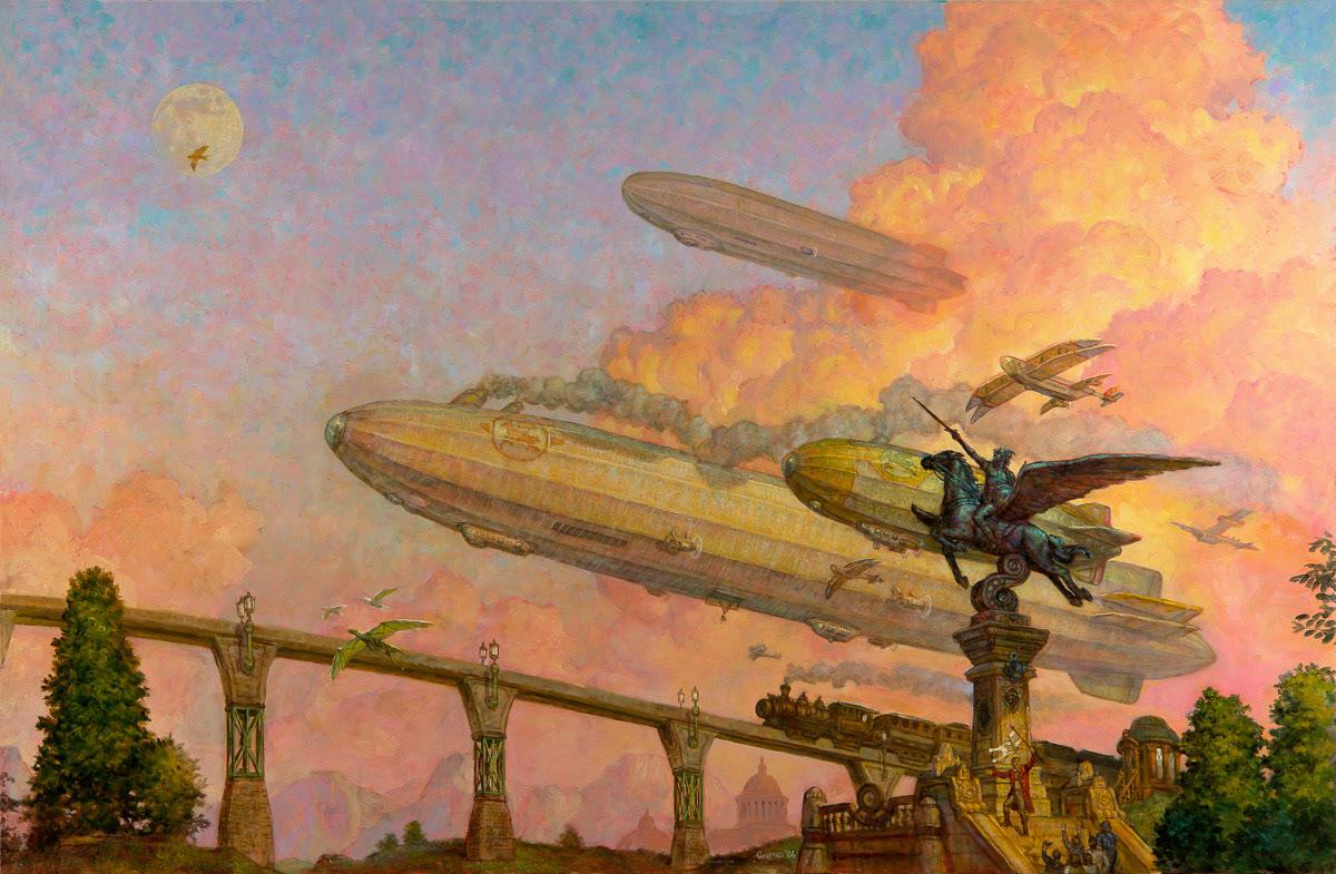 Abbey Air Race by Tom Kidd r/ImaginaryAirships