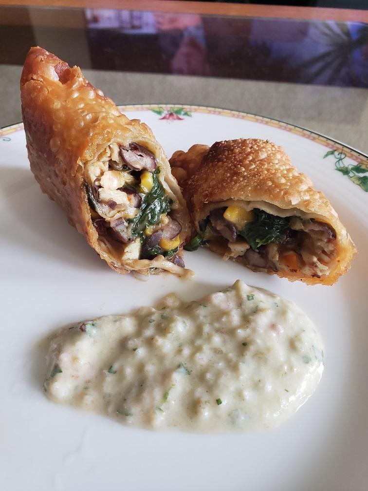 Southwestern Egg Rolls with Green Chili Sauce [Homemade] r/food