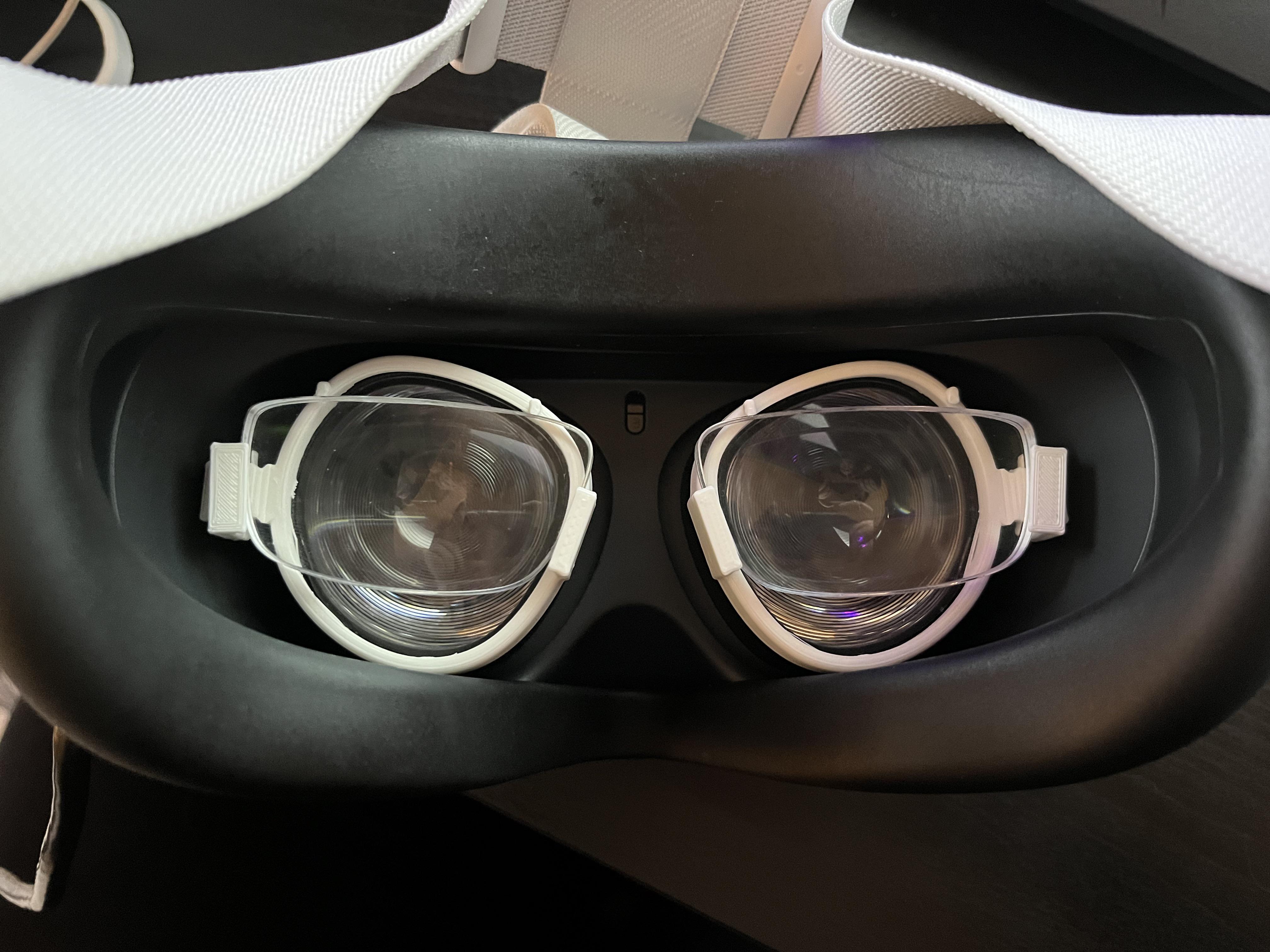 I made an adaptor to hold traditional glasses lenses in headset oculus